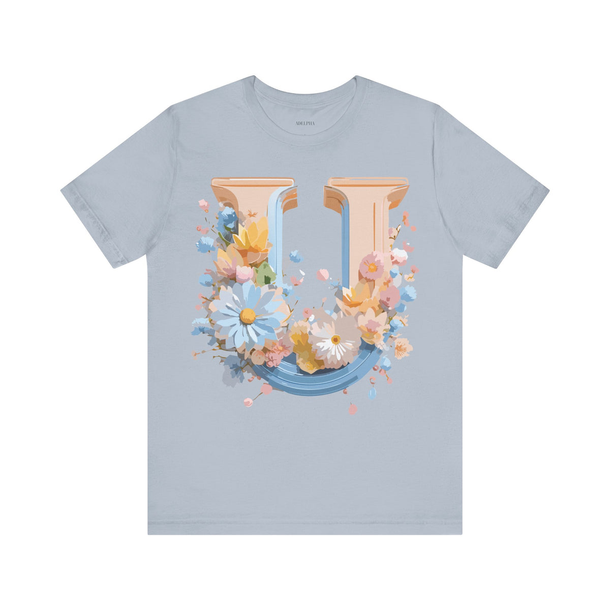 Letter U Graphic Unisex Cotton Bella+Canvas Tee with Art Letter Design
