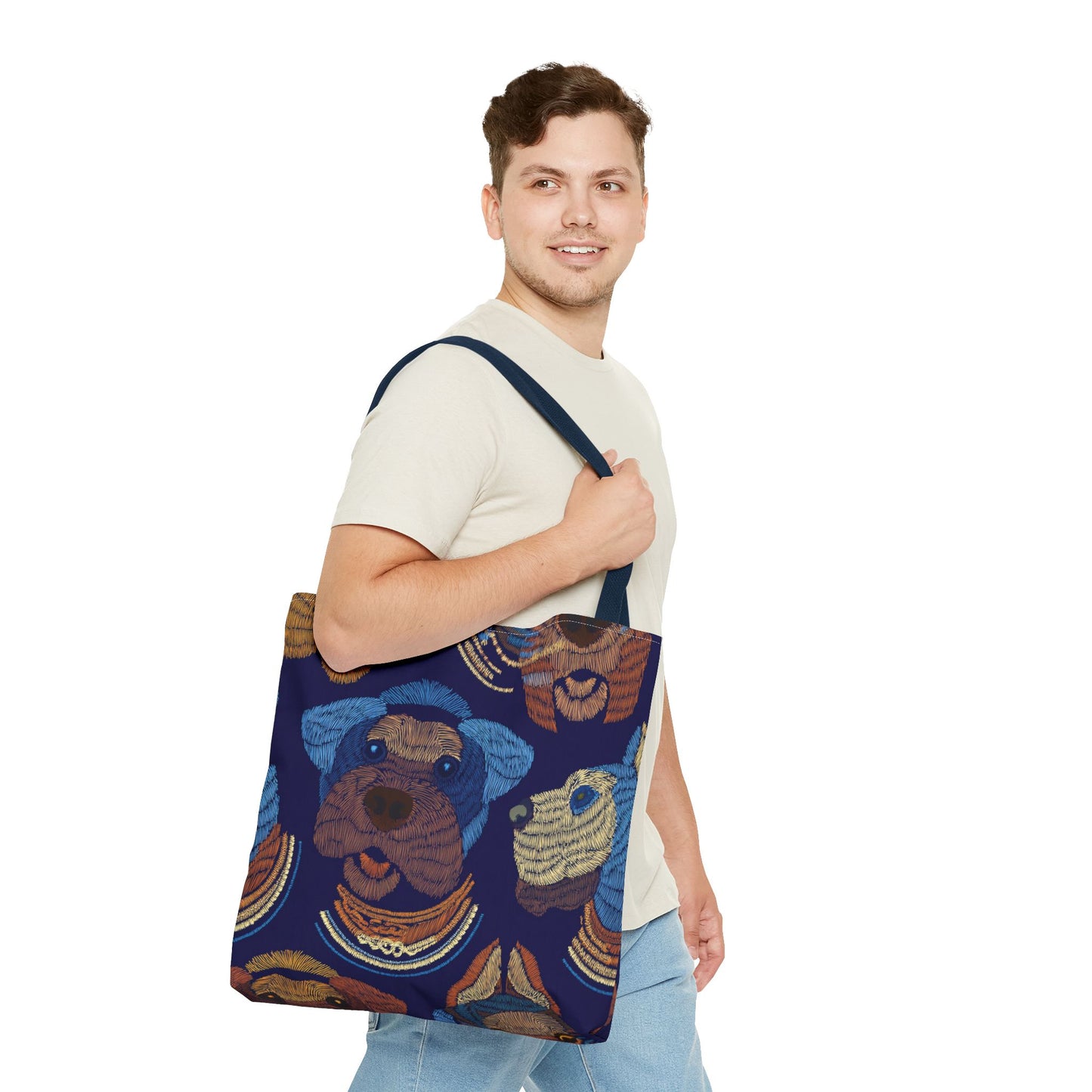 Denim Fabric Imitation Print Unisex Canvas Bag Poly Spun 3 Sizes Tote Bag 191-14