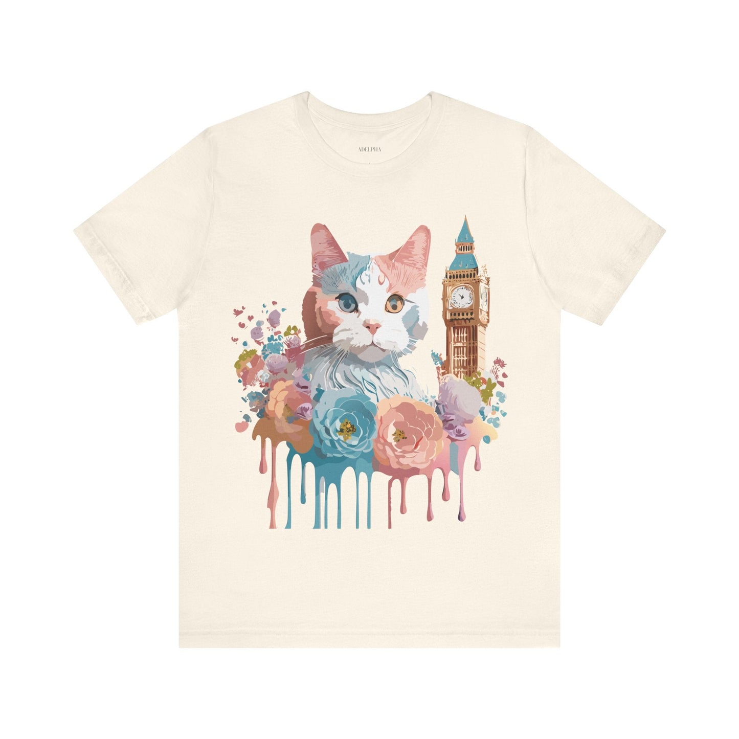 Unisex Cat Graphic Tee With Short Sleeve Vintage Inspired Art Adelpha