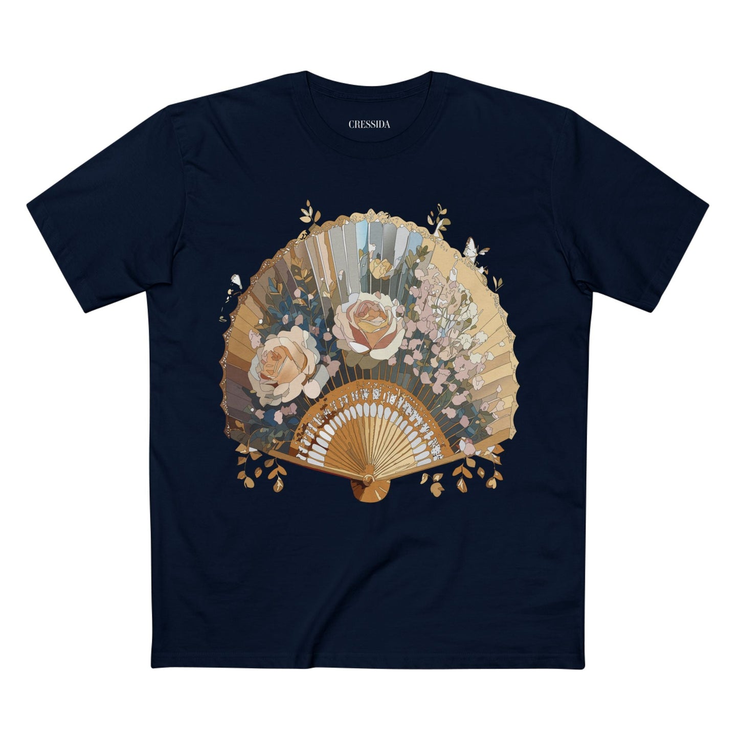 Antique Fan Graphic Design T-Shirt Unisex 100 Cotton Floral Carnival Artwork Tee 6