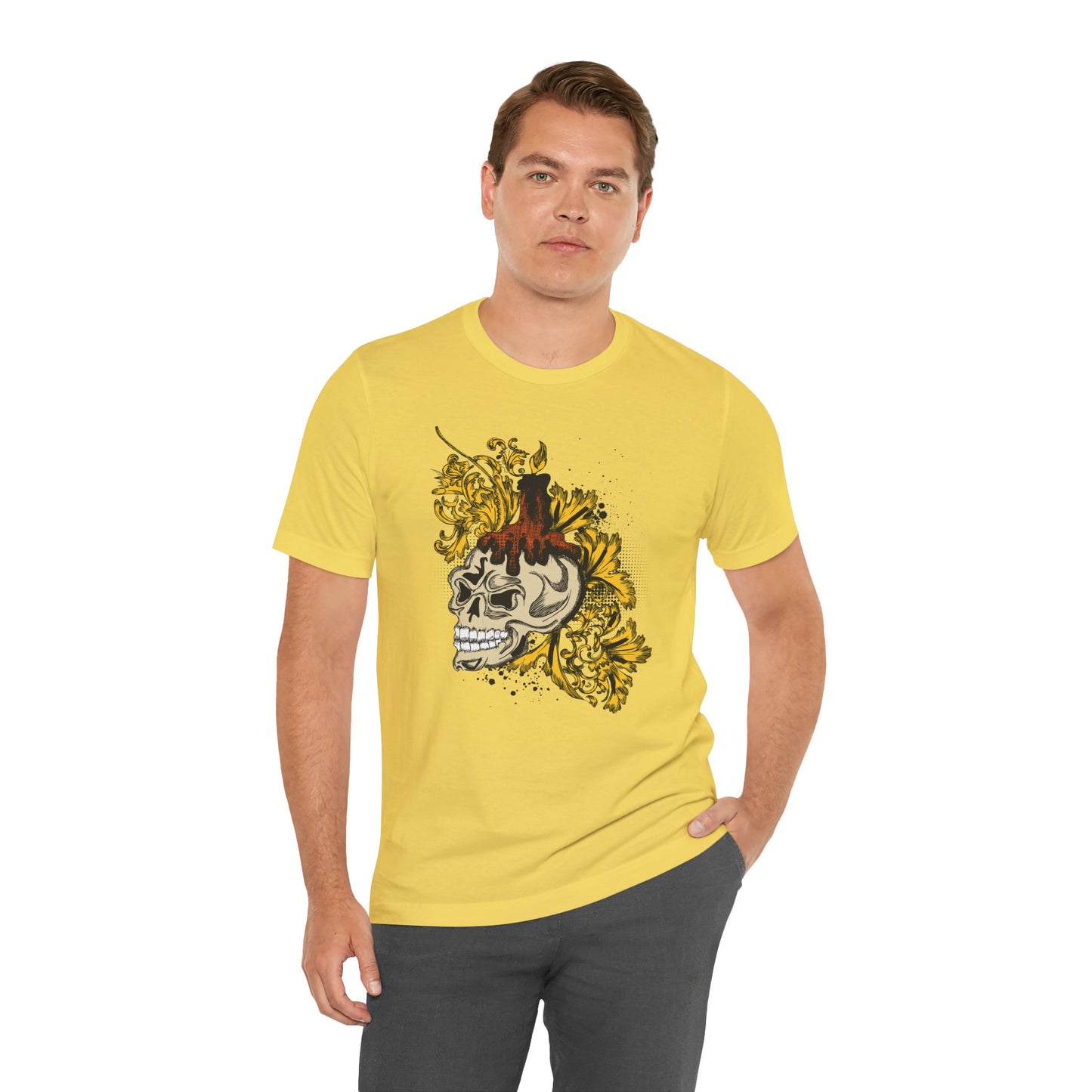 Rock Skull Graphic Design Tee, Skull Shirt, Vintage Tees, Art Design T-Shirt, Vintage Graphic Tee, Art Shirts with Skulls