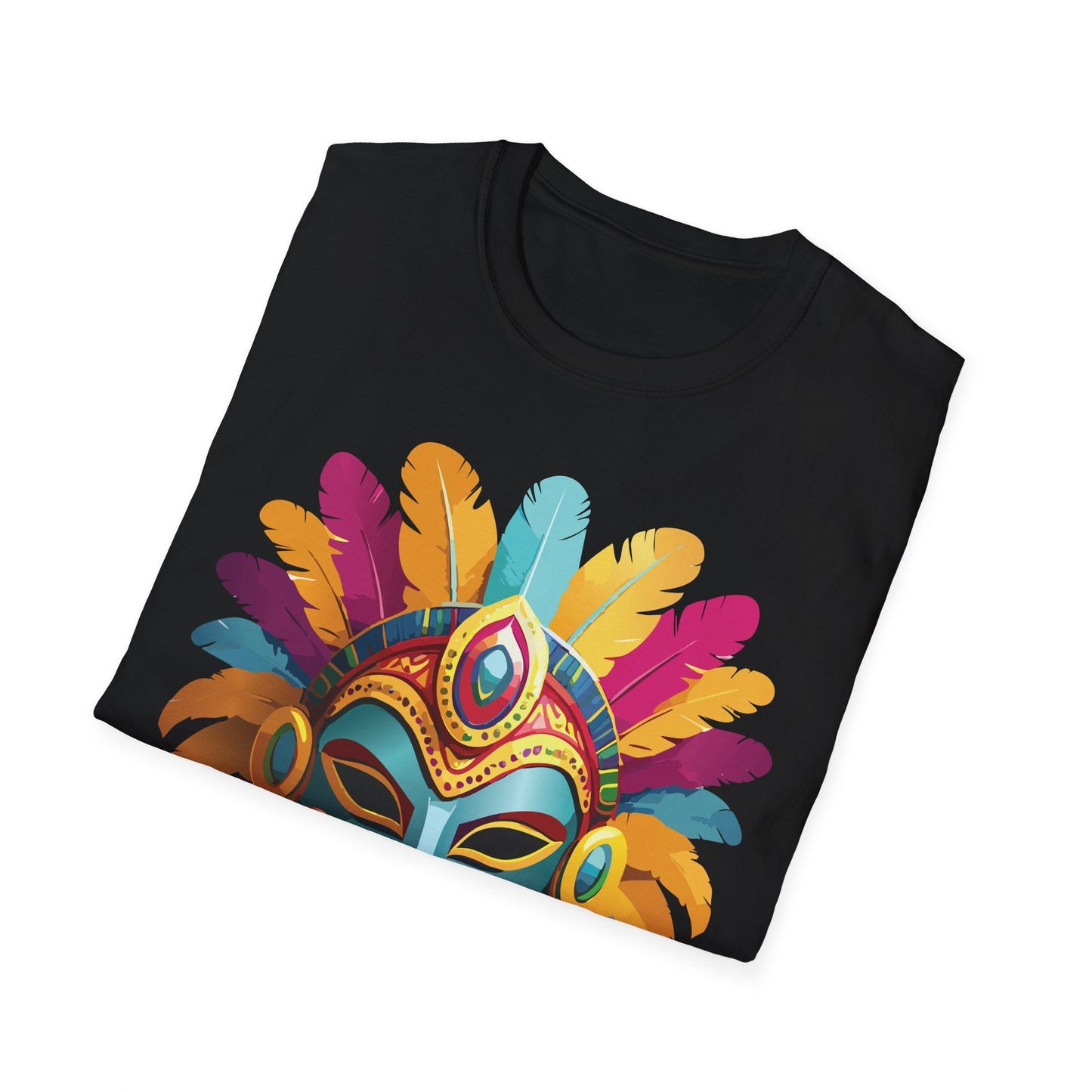 Mask Tee Shirt Unisex Short Sleeve Graphic Tee Masquerade Design 100 Percent Ring Spun Cotton