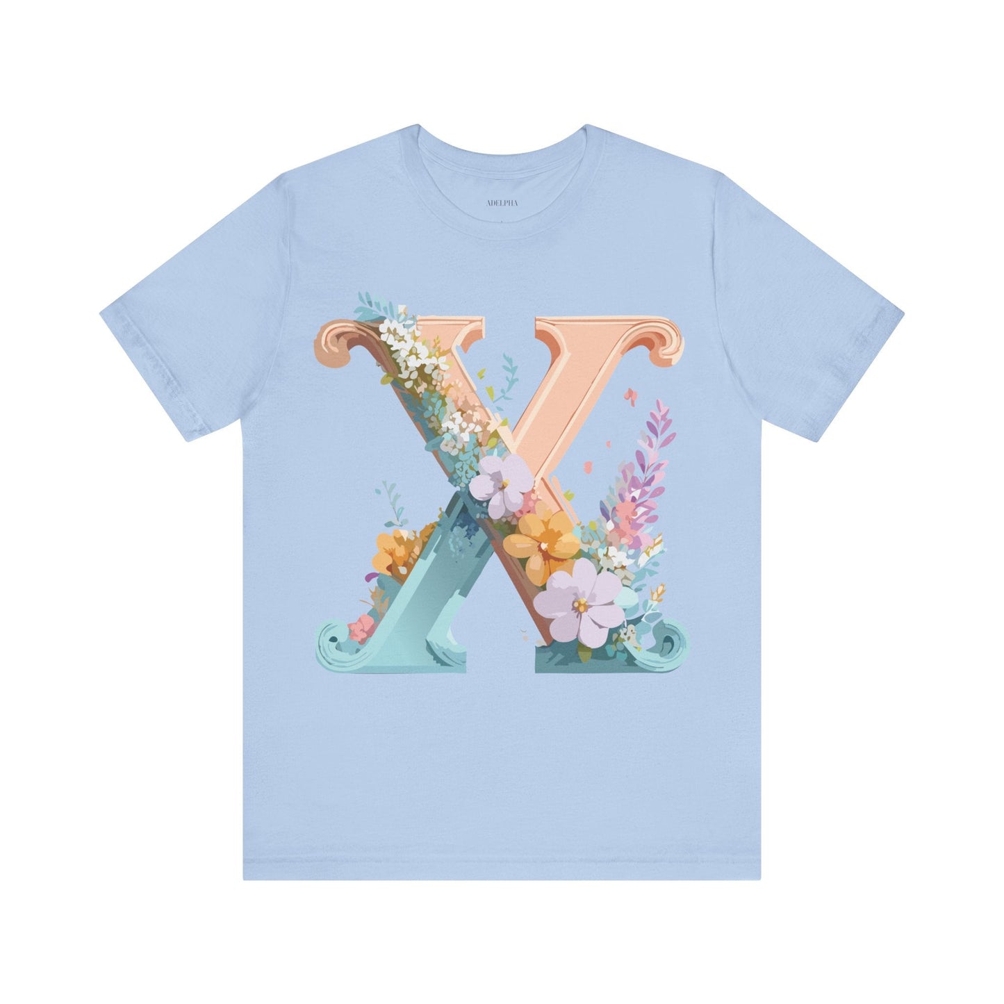 Letter X Shirt Unisex Jersey Graphic Tee By Adelpha With Vintage Inspired Artwork Short Sleeve