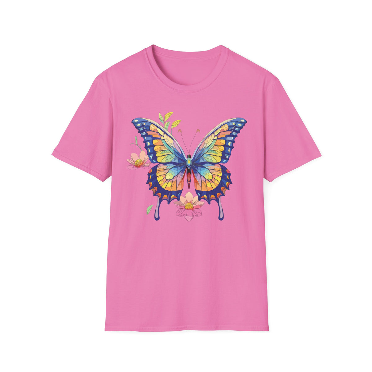 Butterfly Watercolor T-Shirt — Colorful Floral Monarch Graphic Tee Unisex 100 Cotton Gildan T-Shirt