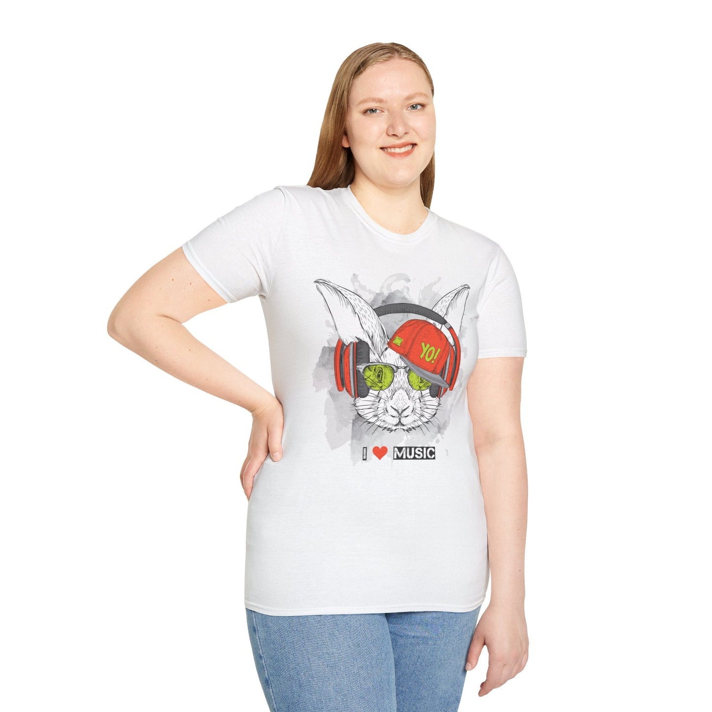 Unisex Music Animals Shirt With Headphones Softstyle Short Sleeve Tee Gildan 64000
