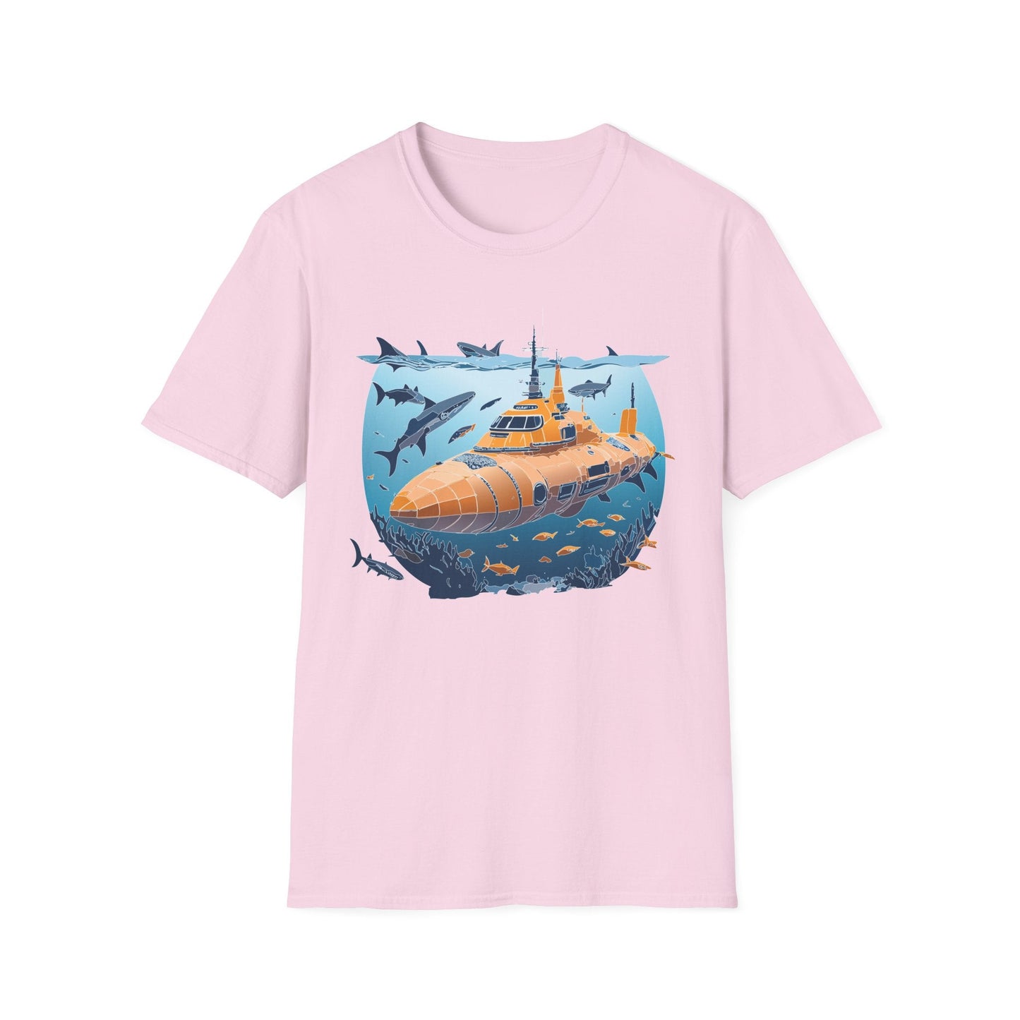 Ocean Graphic Tee Shirt Unisex Softstyle 64000 Gildan Lightweight Breathable Ocean Design U Boat