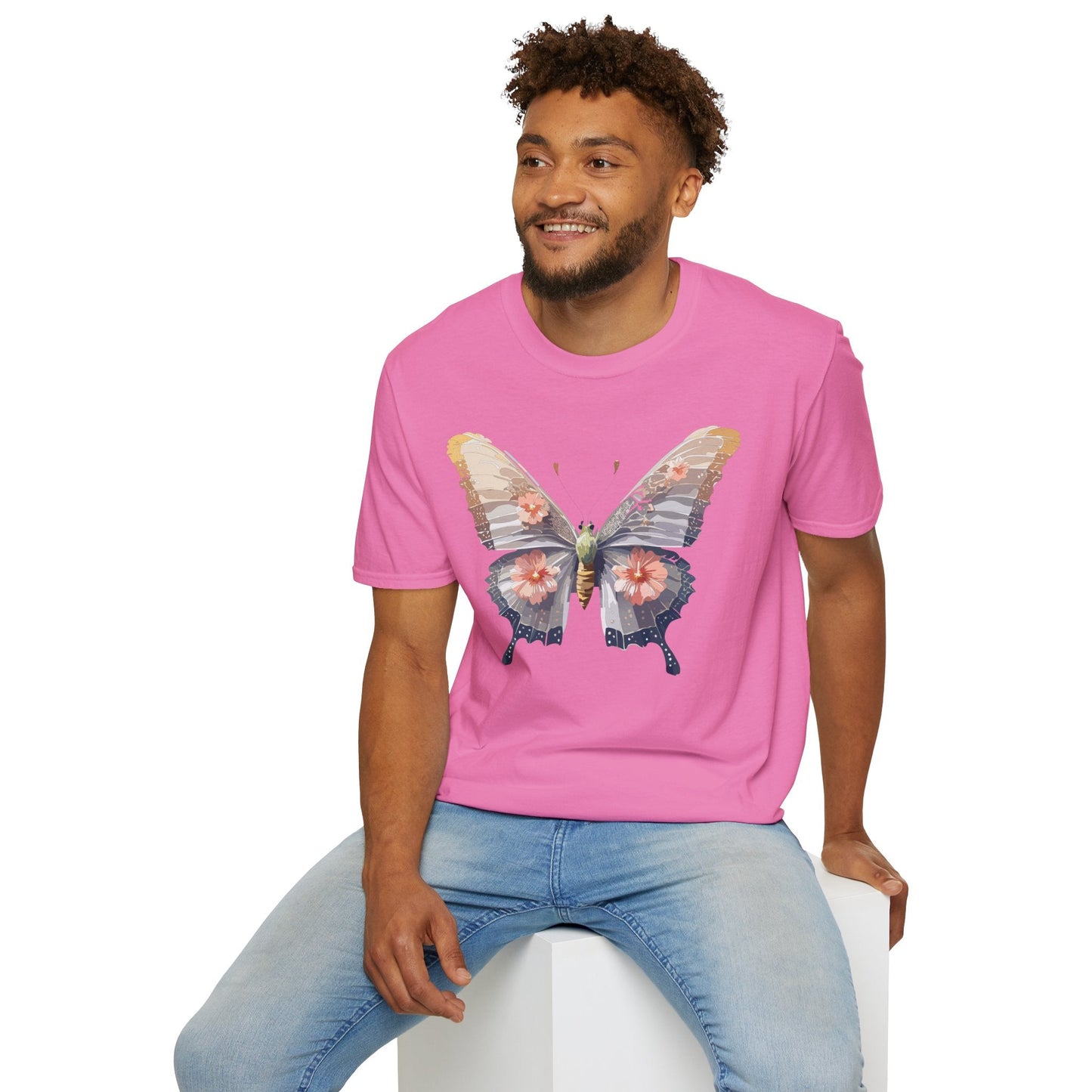 Butterfly T Shirt Unisex Monarch Design Gildan Softstyle 64000 100 Percent Ring Spun Cotton