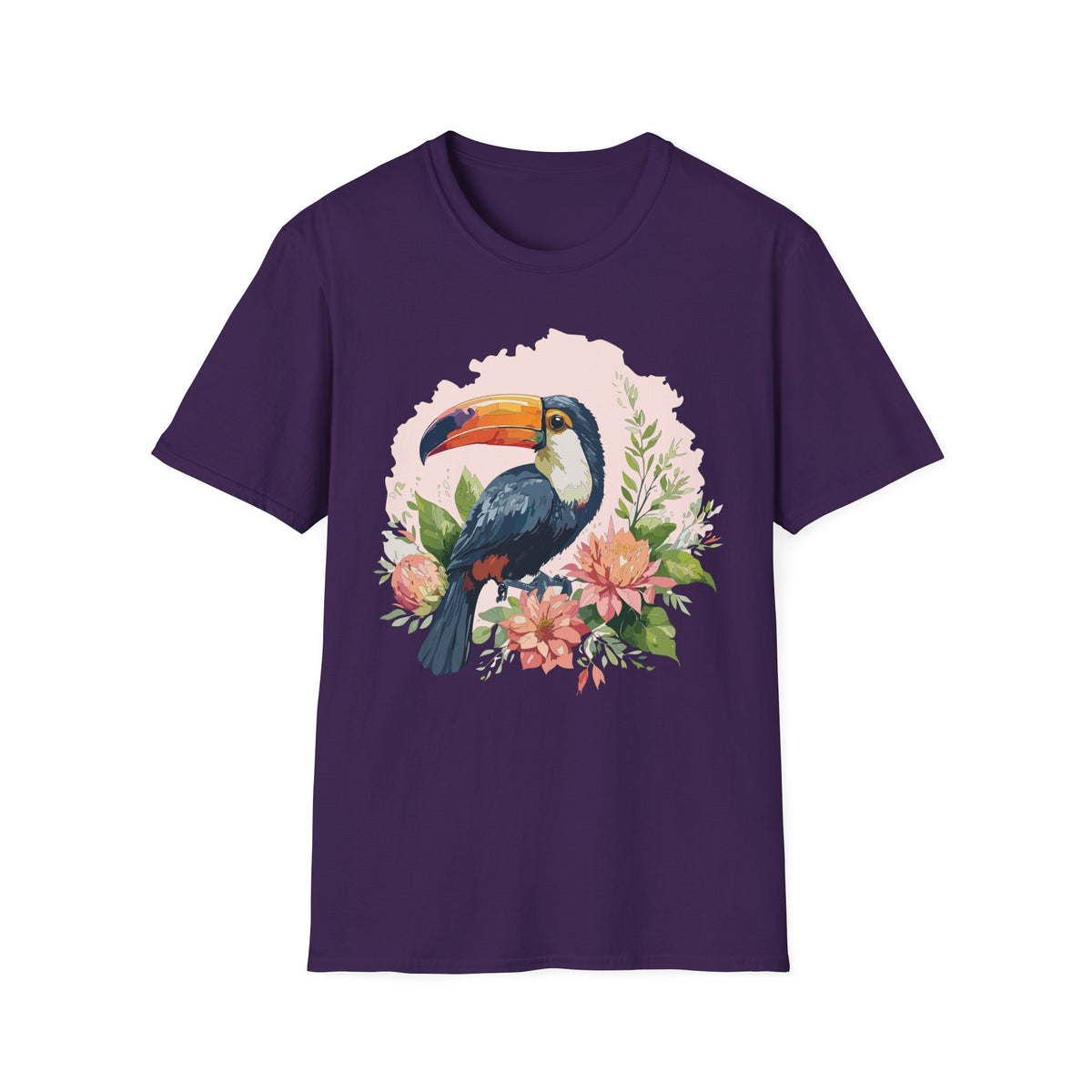 Tropical Toucan Illustration T-Shirt | Floral Bird Graphic