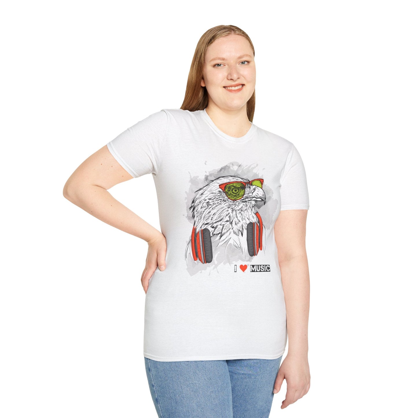 I Love Music Animals Shirt With Headphones Unisex Gildan Softstyle 64000 Tee Premium
