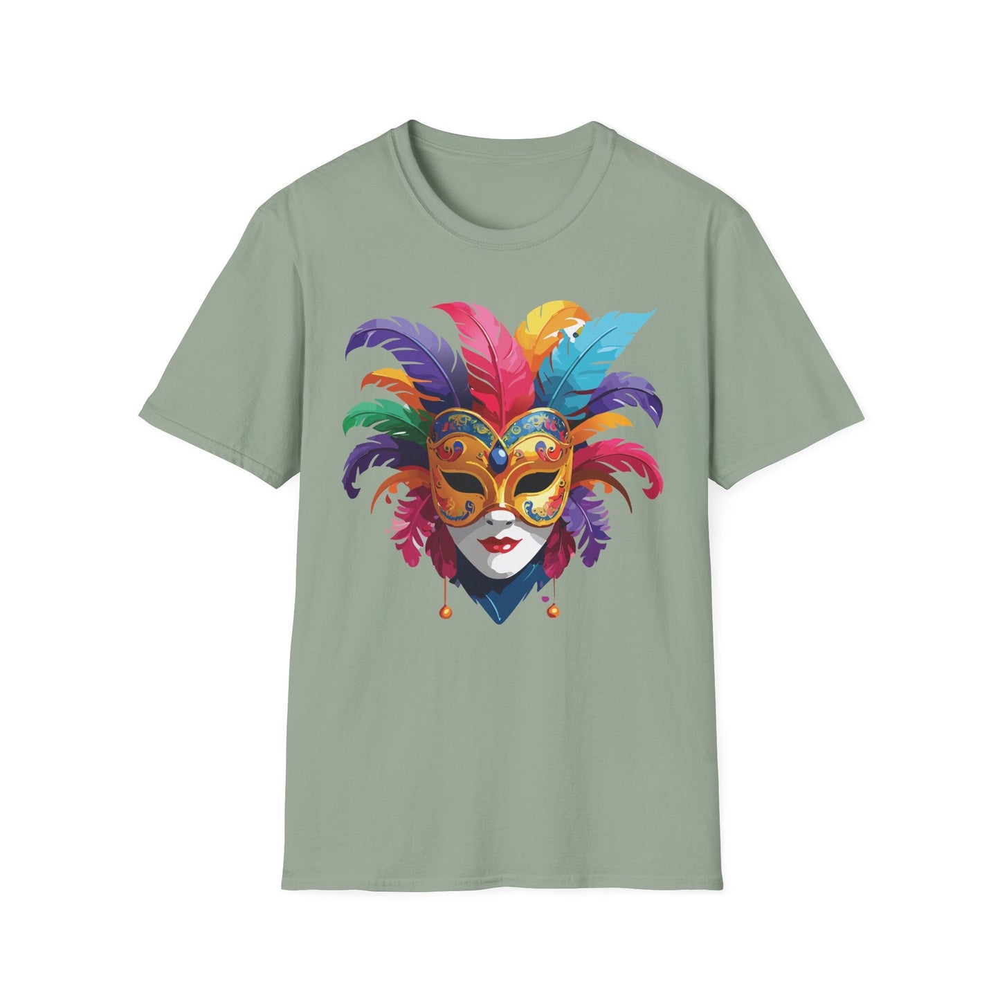 Unisex Mask Tee Shirt Gildan Softstyle 64000 Lightweight Comfortable Masquerade Design Tee