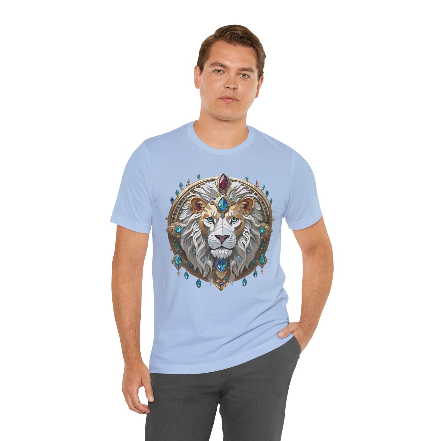 Unisex Lion Graphic Tee, Animal Shirt, Tee Shirt with Lion, Medallion T-Shirt, Animal Medallion Tees