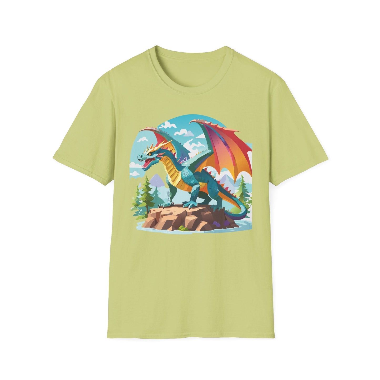 Dragon Graphic Tee Unisex Softstyle 100 Percent Ring Spun Cotton Animal Art Print Shirt