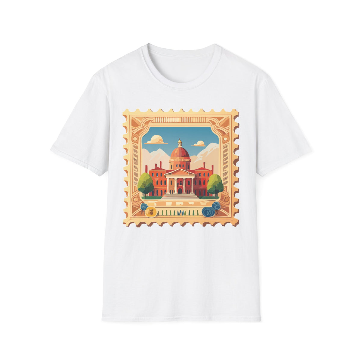 Vintage Postage Stamp Capitol Illustration T-Shirt | Architectural Travel Graphic Tee Unisex 100 Cotton Gildan T-Shirt