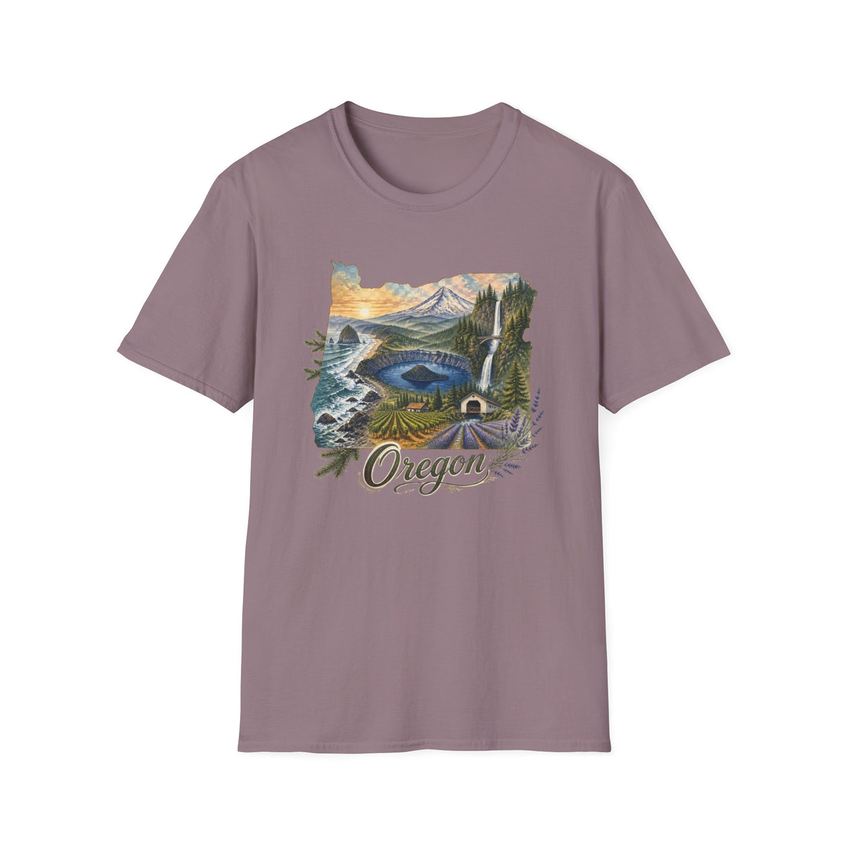 Oregon Crater Lake Mountains Travel Graphic Design Unisex 100 Cotton Gildan T-Shirt