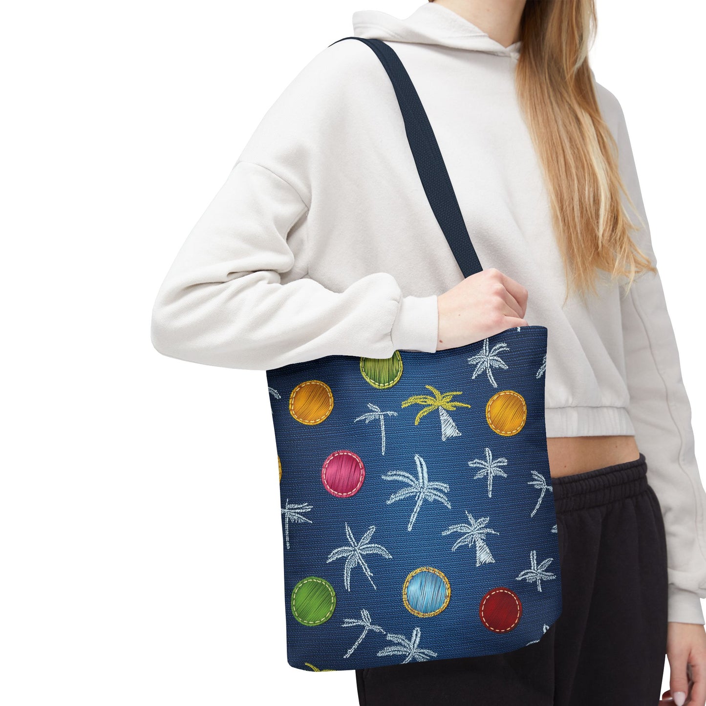 Denim Fabric Imitation Print Unisex Canvas Bag Poly Spun 3 Sizes Tote Bag 182-9