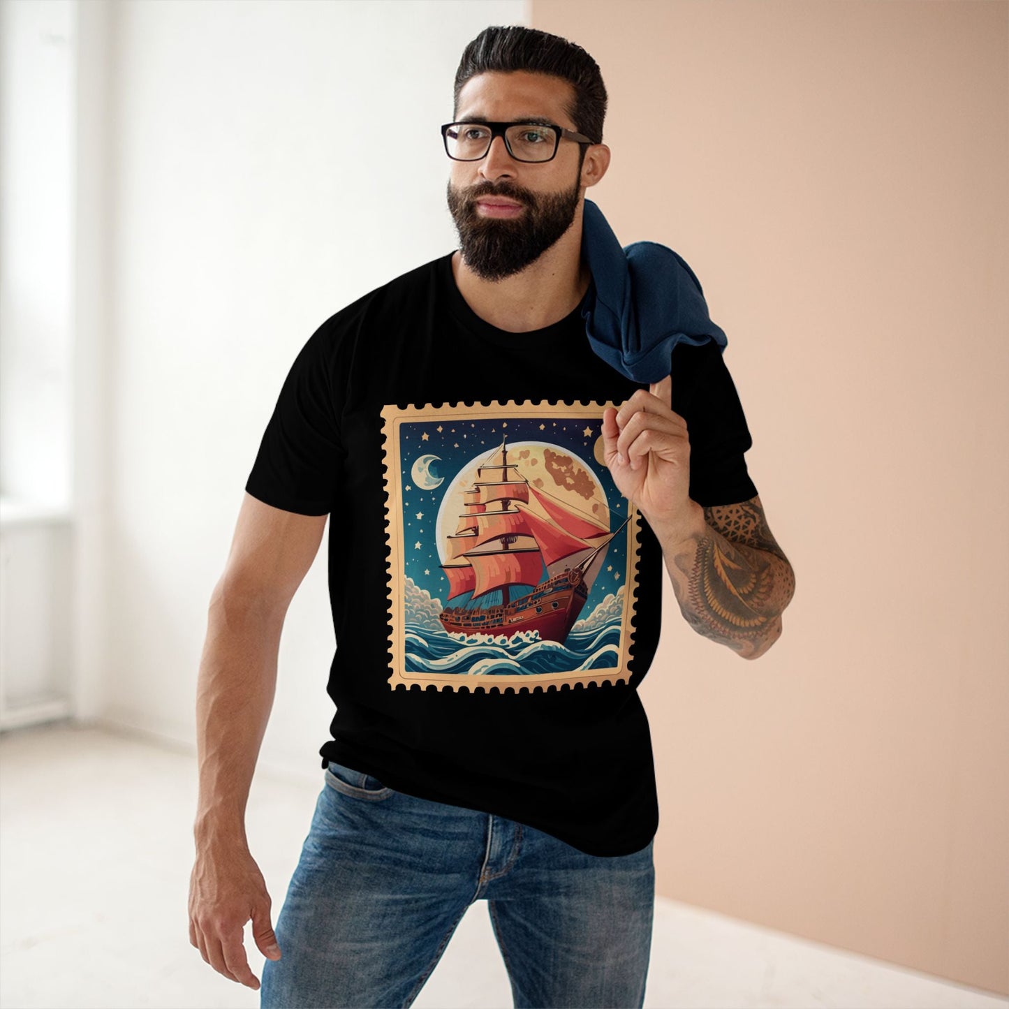 Postage Stamp Shirt Unisex Art Tee Premium Cotton Staple Retro2Nova Art Collection