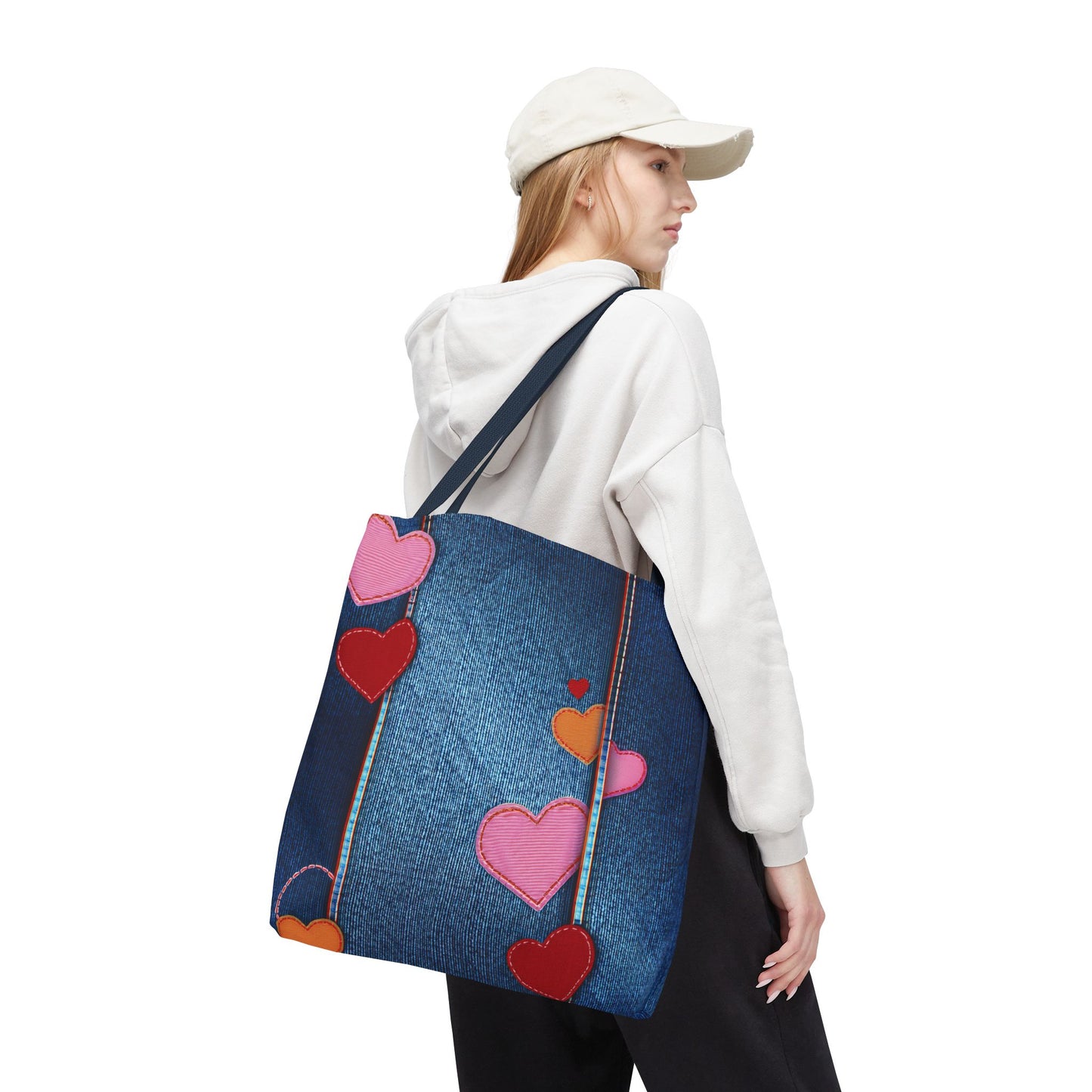 Love Day Graphic Design Denim Fabric Imitation Print Unisex Canvas Bag POLY 3 Sizes Tote Bag 201-22