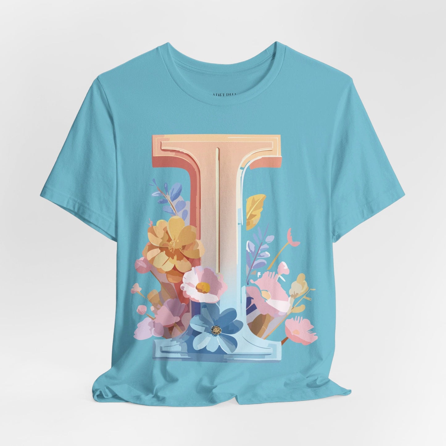 Vintage Inspired Letter I Shirt Unisex Graphic Tee Short Sleeve by Adelpha Premium