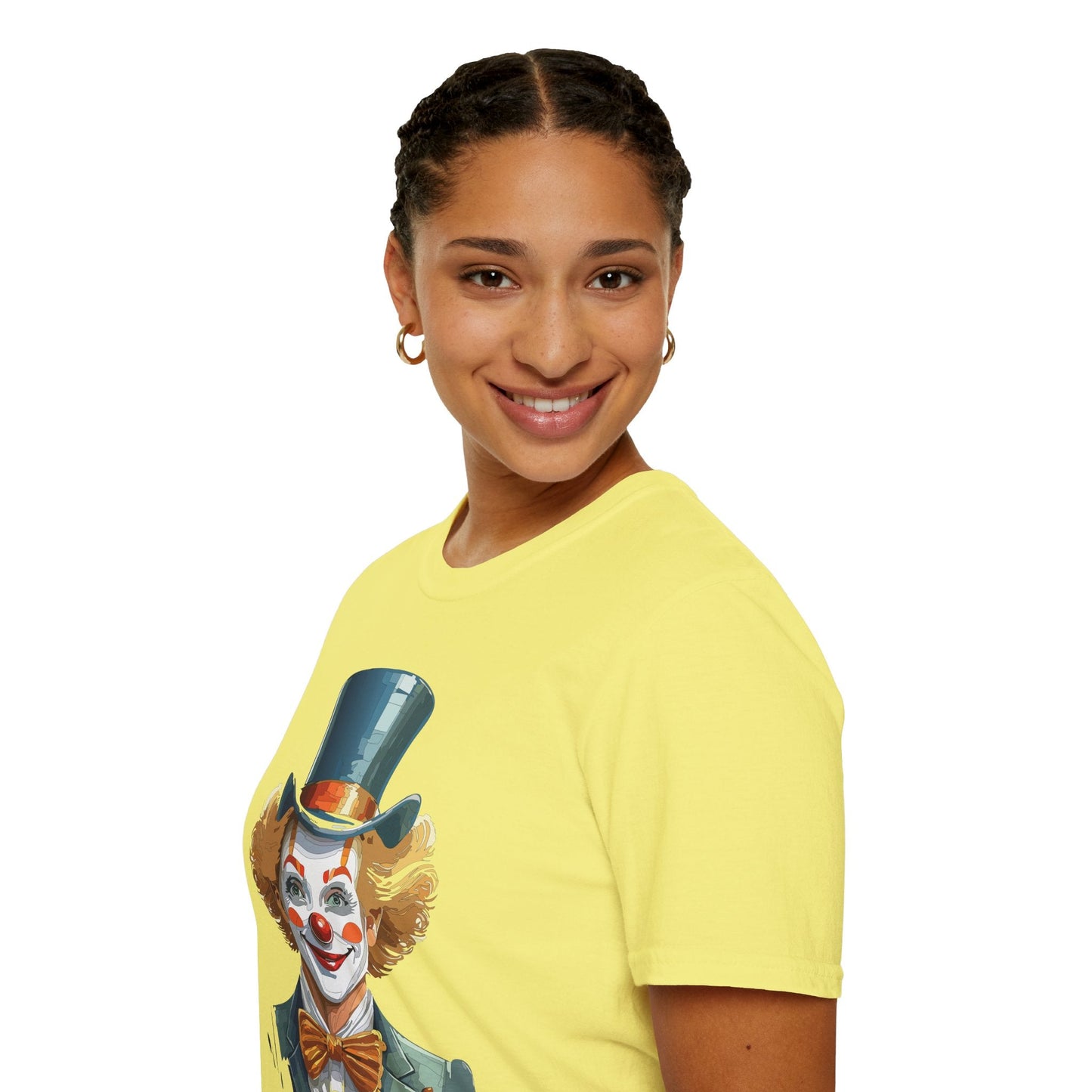 Funny Clown Shirt Unisex T Shirt Circus Style Tee With Scary Man Artwork Gildan 64000