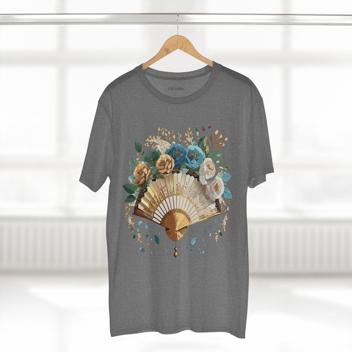 Antique Fan Graphic Design T-Shirt Unisex 100 Cotton Floral Carnival Artwork Tee 4