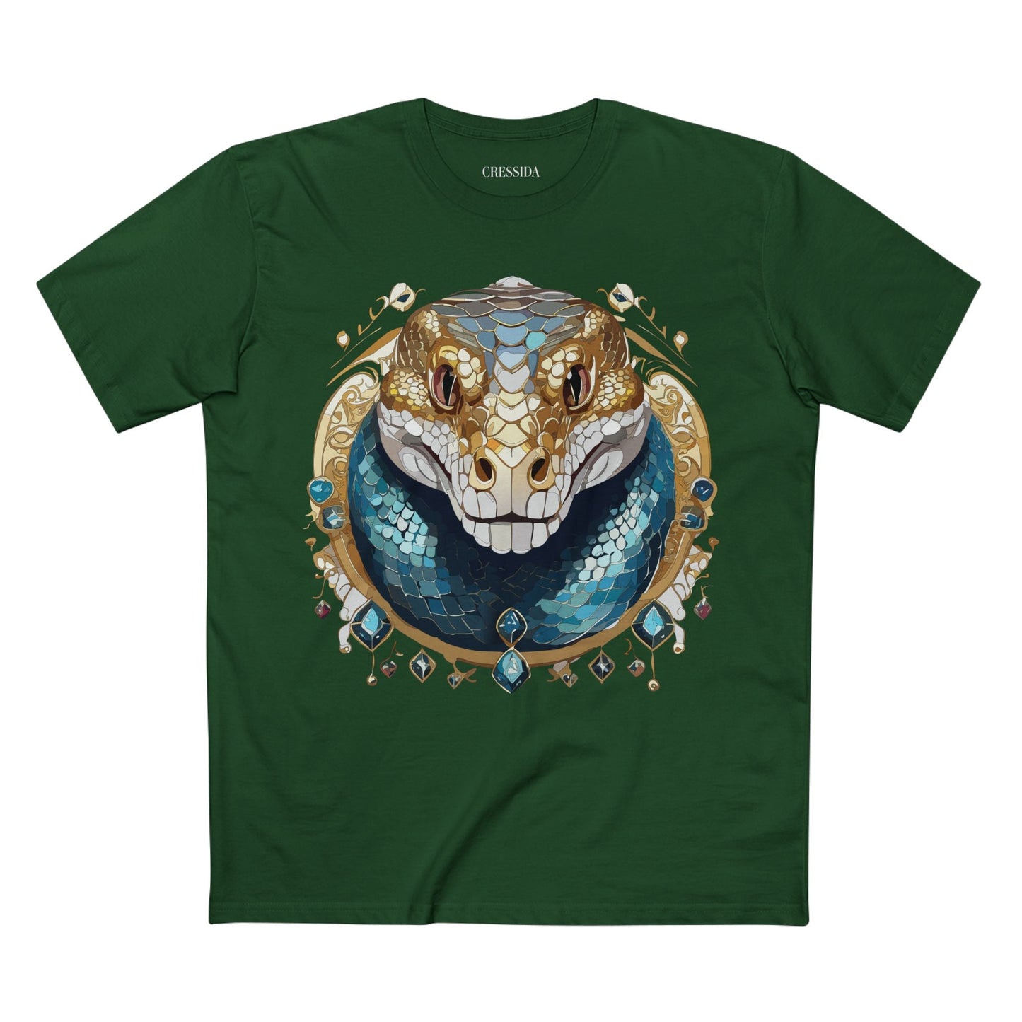 Snake Graphic Unisex 100 Cotton Tee With Unique Animal Golden Medallion Art Design 43
