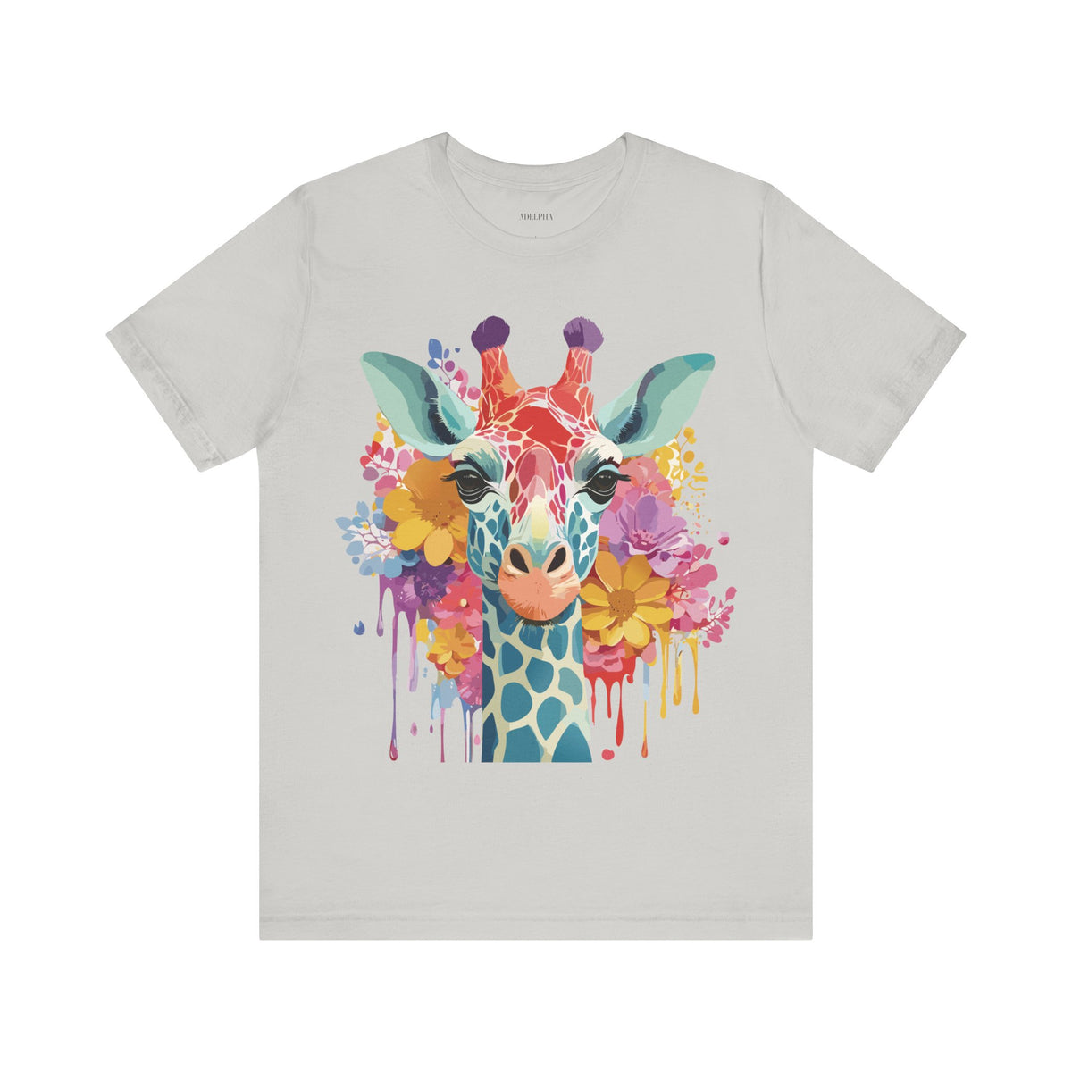 Giraffe Graphic Unisex Cotton Bella+Canvas Tee with Art Animal Design e17