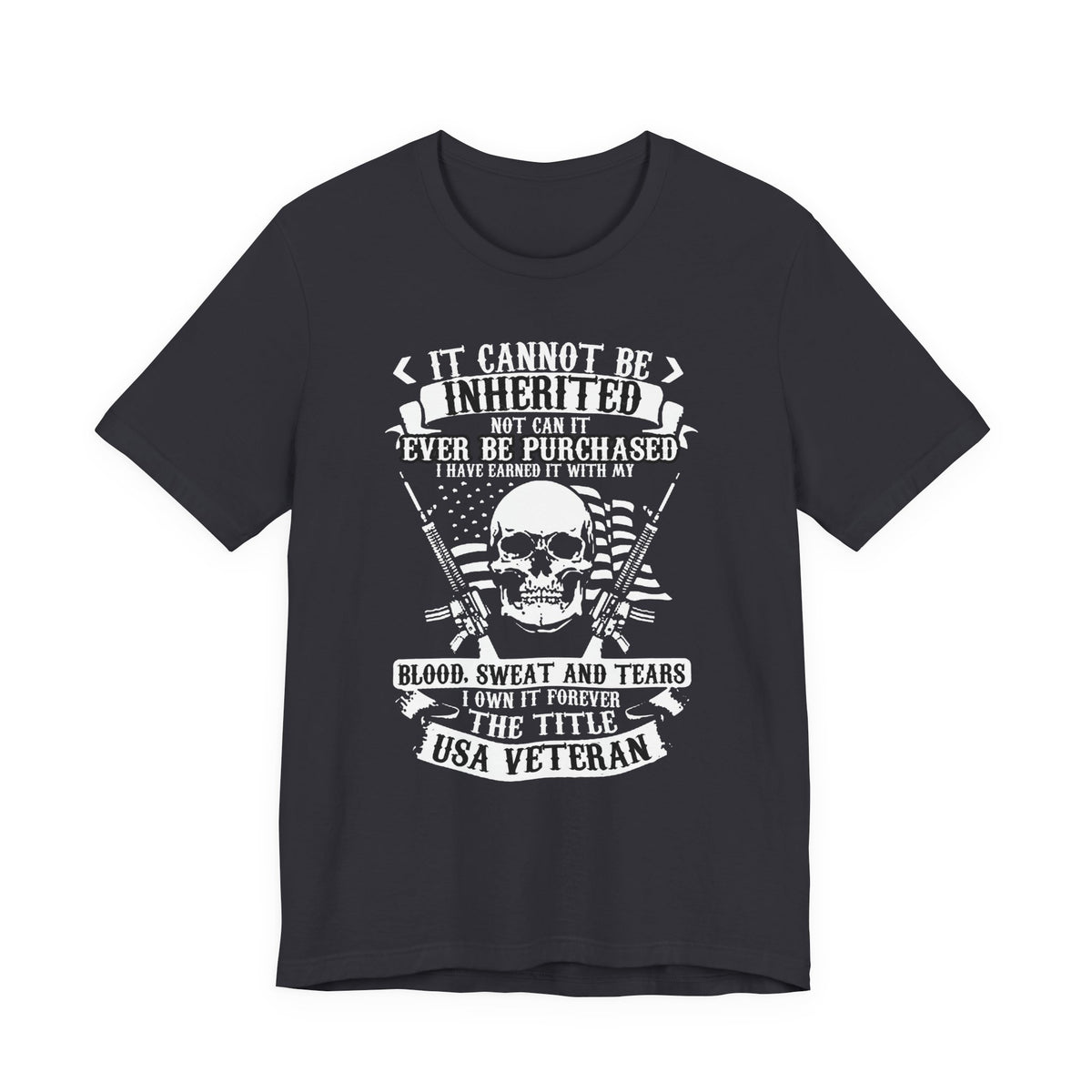 USA Veteran skull flag crossed rifles T-Shirt Military pride Unisex Cotton tee v54