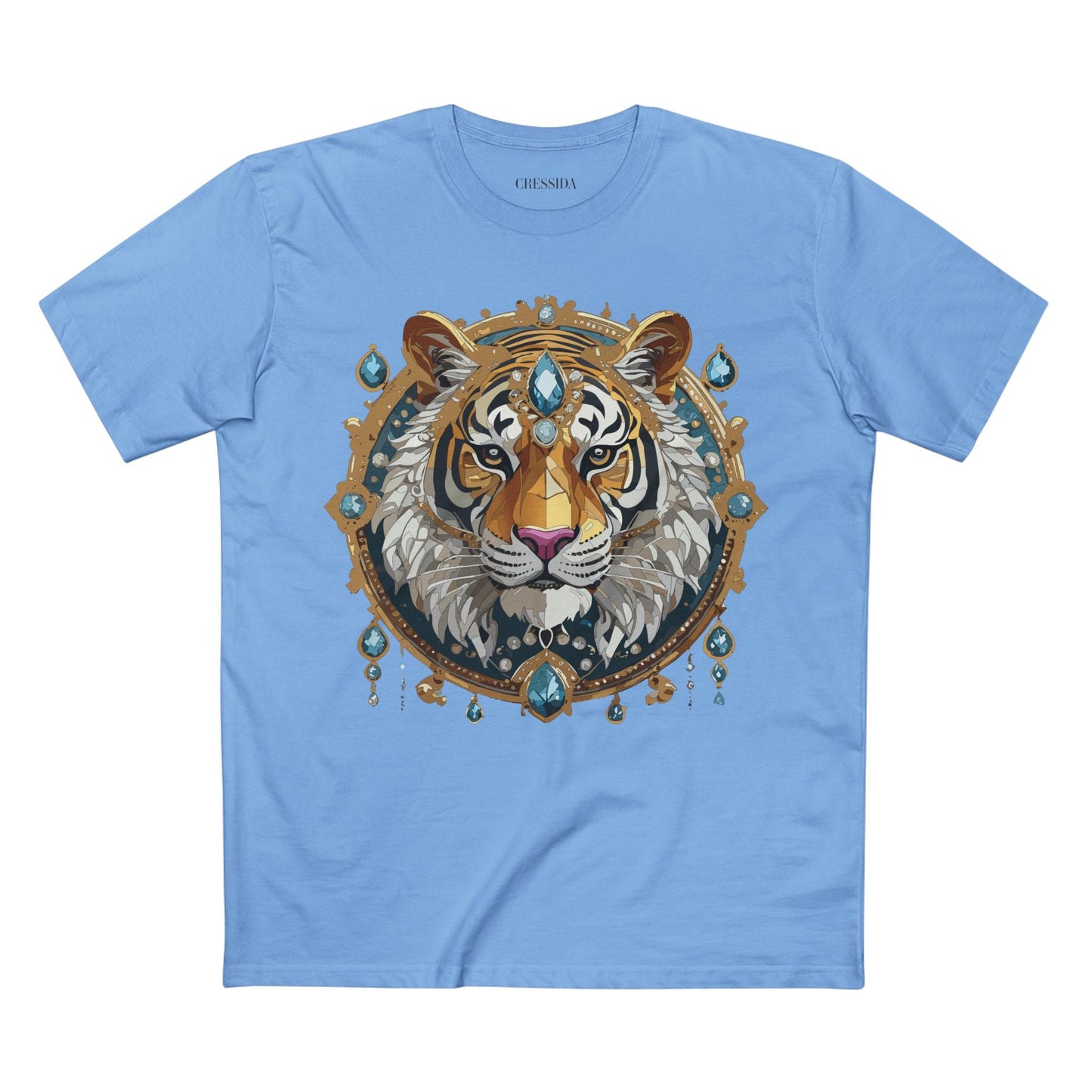 Tiger Graphic Unisex 100 Cotton Tee With Unique Animal Golden Medallion Art Design 51