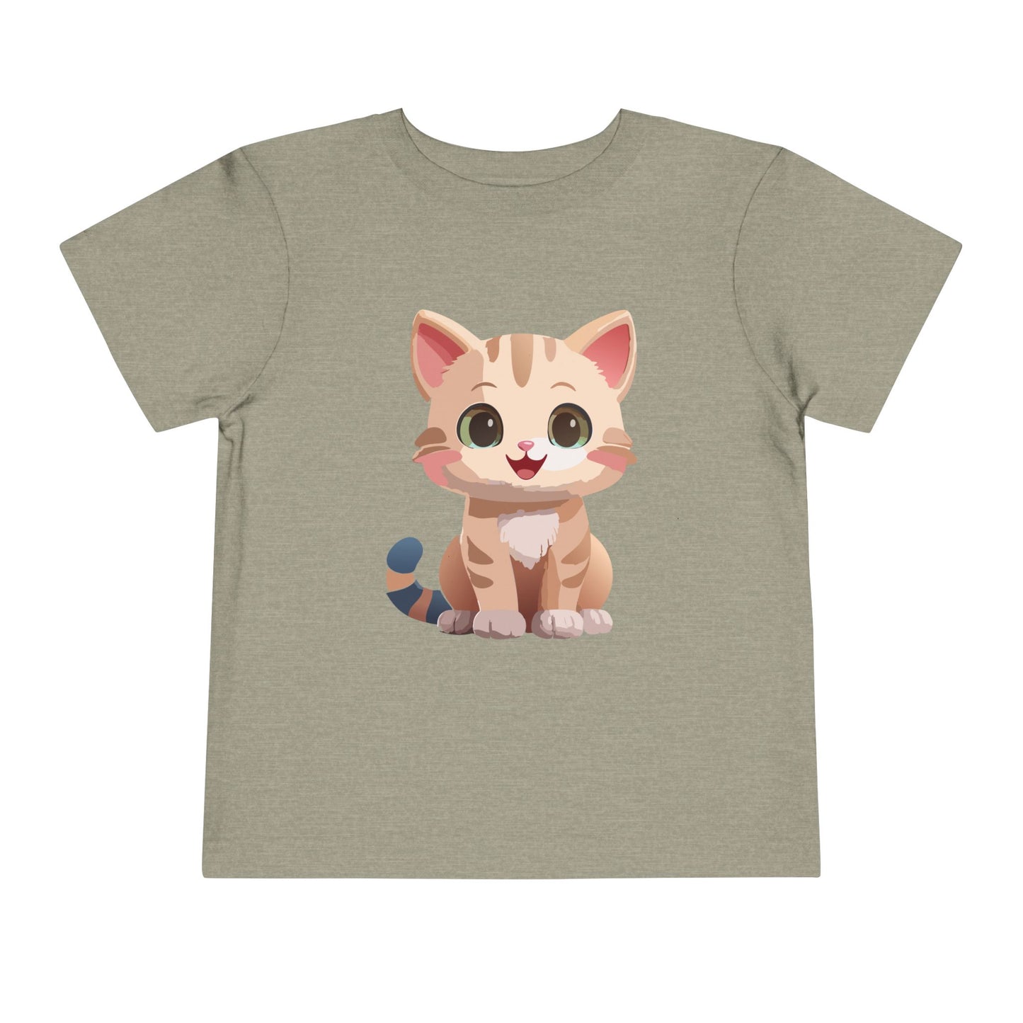 Bonita camiseta de manga corta para niños pequeños con gato: adorable camiseta con gráfico de gatito para niños (2 a 5 años)