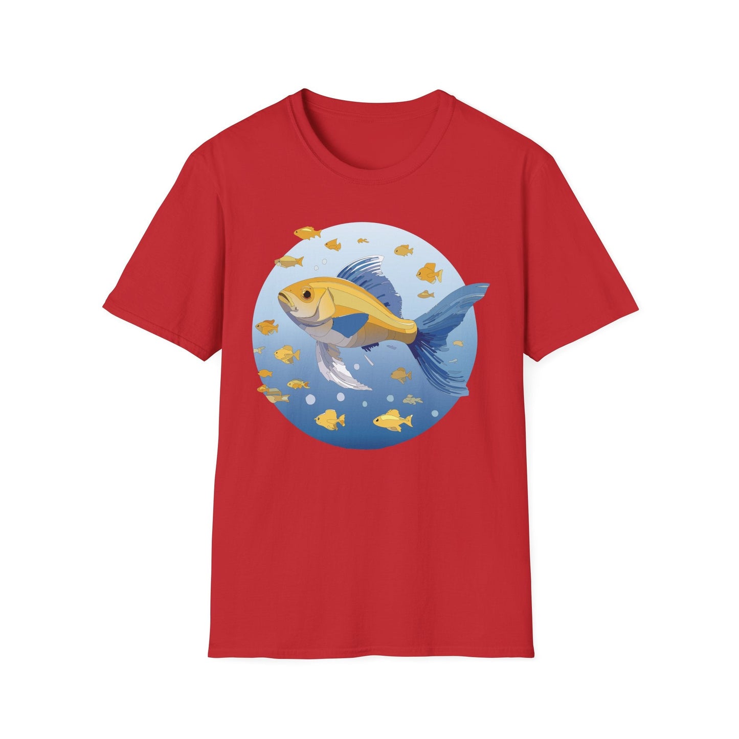 Fish Art Graphic Tee Shirt For Men And Women Unisex Cotton Softstyle Tee With Fish Artwork Design