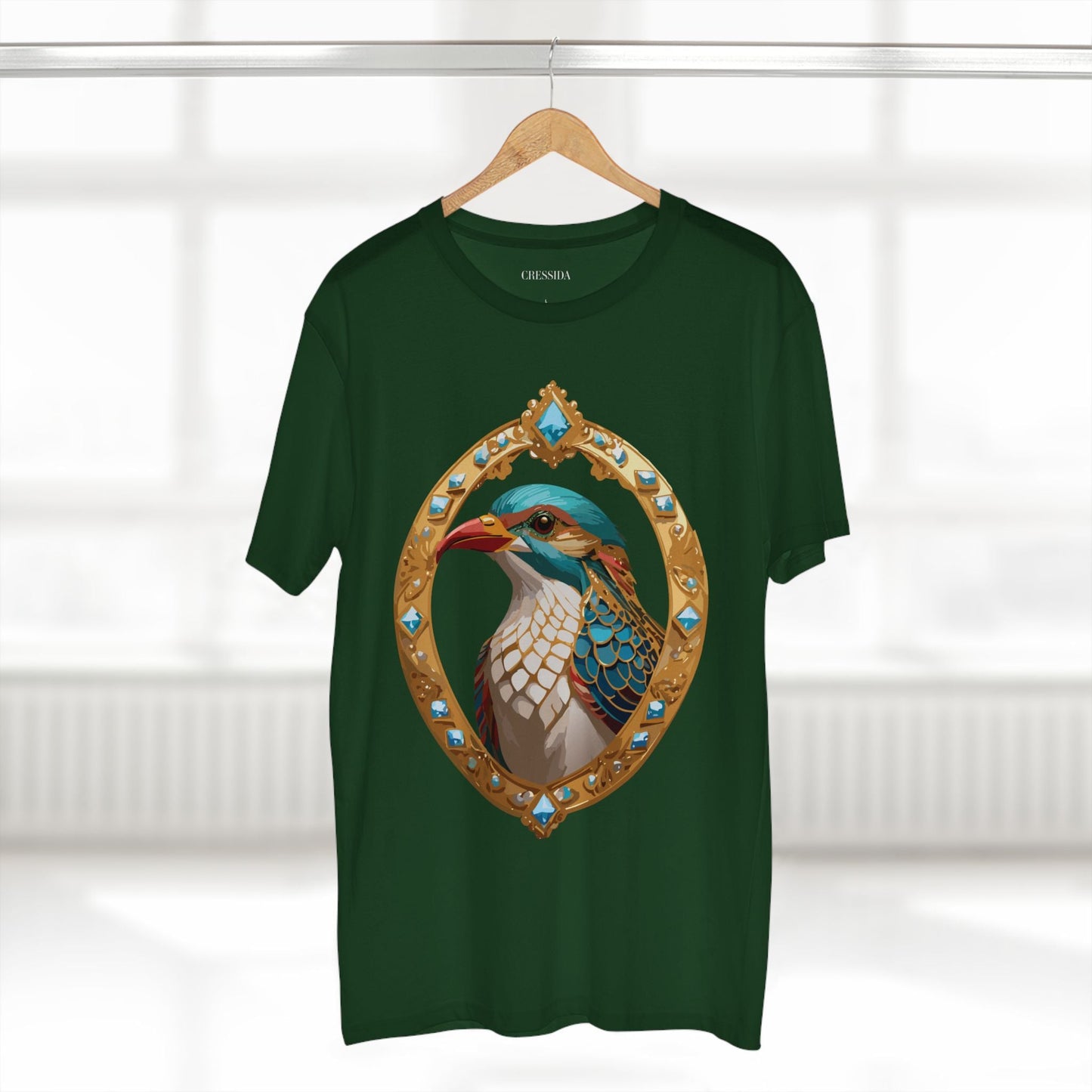 Bird Graphic Unisex 100 Cotton Tee With Unique Animal Golden Medallion Art Design 22