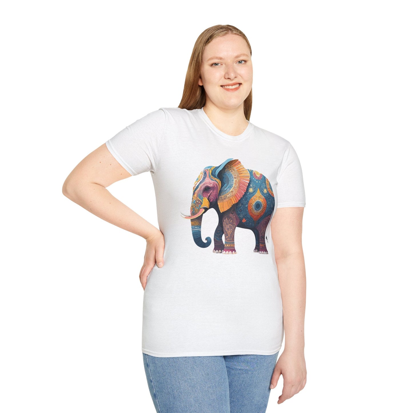 Elephant T Shirt Unisex Gildan Softstyle 64000 Tee With Animal Elephant Graphic Artwork