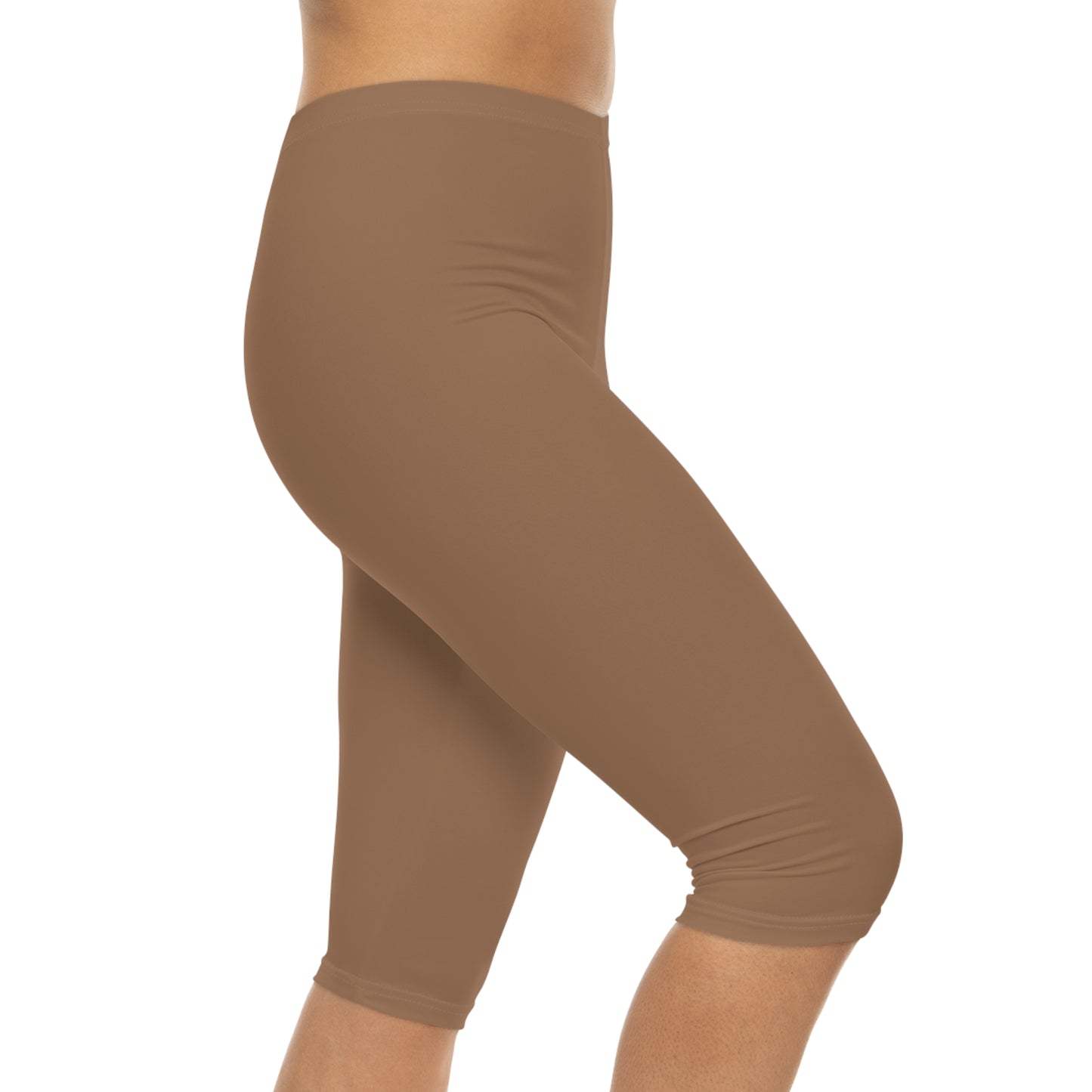 Faded Copper Color Women's Brushed Suede Poly Span Casual Capri Leggings XS-2XL