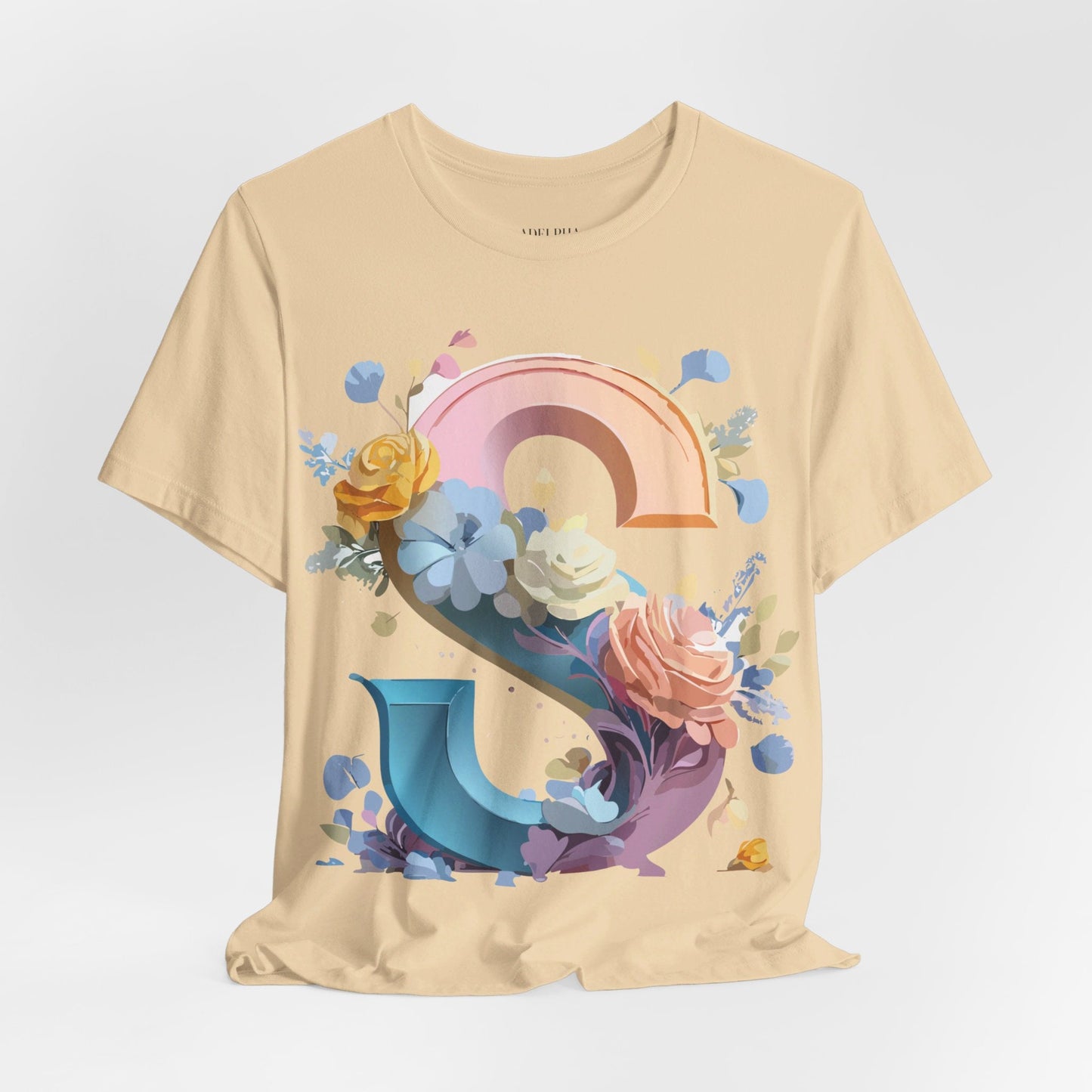 Letter S Graphic Tee Unisex Short Sleeve Shirt Adelpha Vintage Inspired Art Design