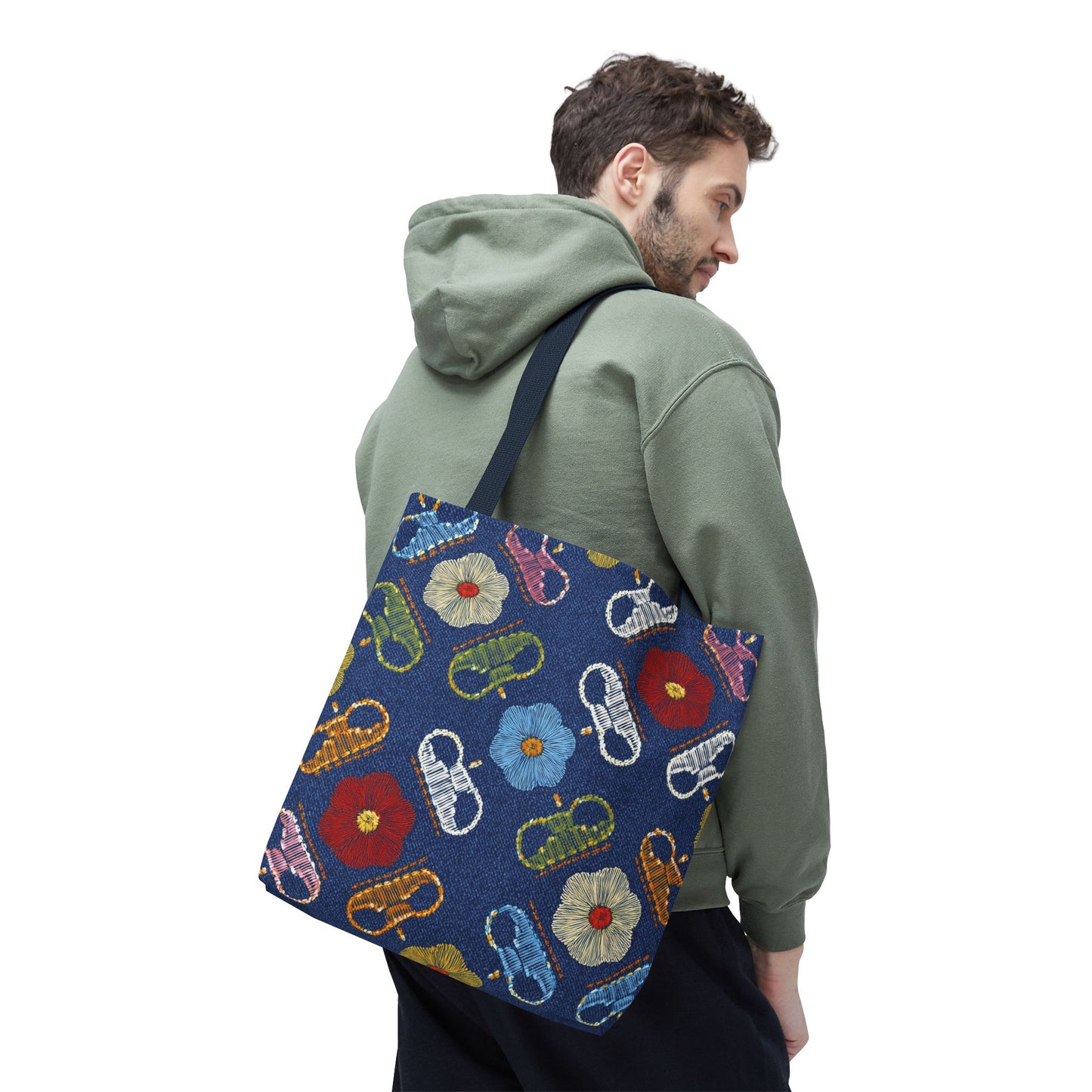 Denim Fabric Imitation Print Unisex Canvas Bag Poly Spun 3 Sizes Tote Bag 154