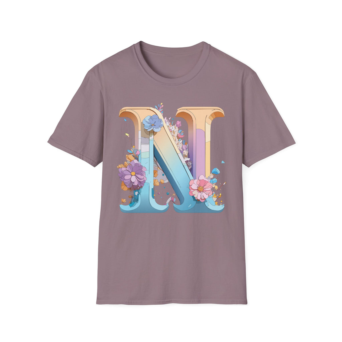 Floral Letter N T-Shirt | Botanical Monogram Tee