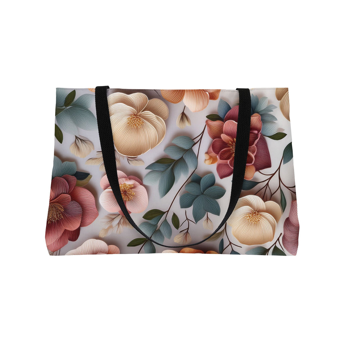 Floral Print Poly Canvas Weekender Bag 17