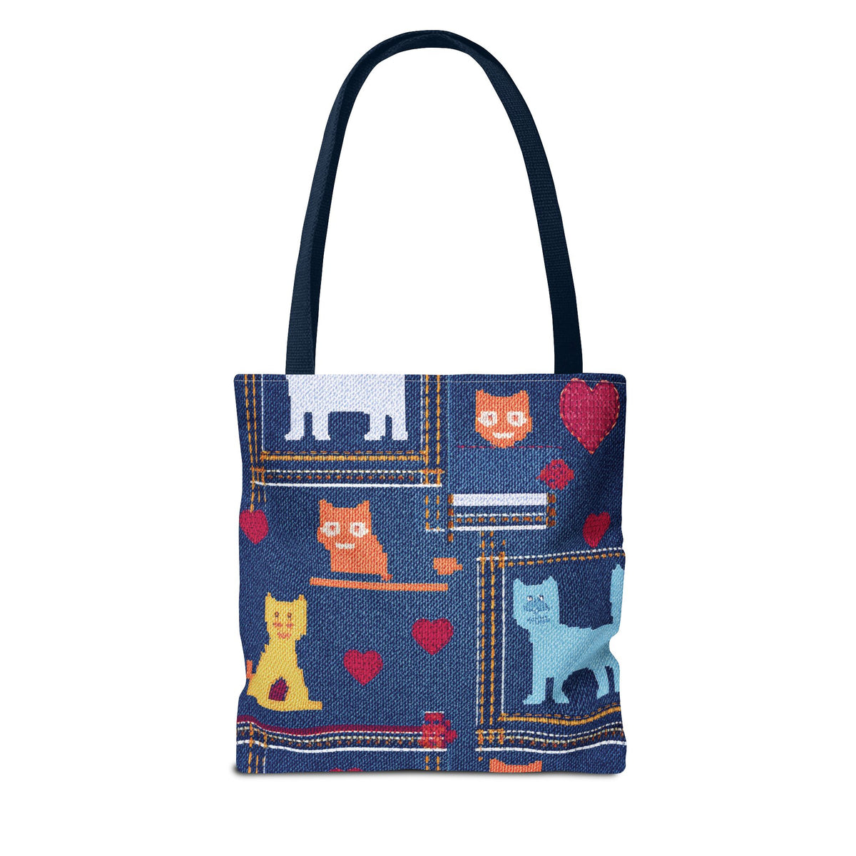 Love Day Graphic Design Denim Fabric Imitation Print Unisex Canvas Bag POLY 3 Sizes Tote Bag 201-10