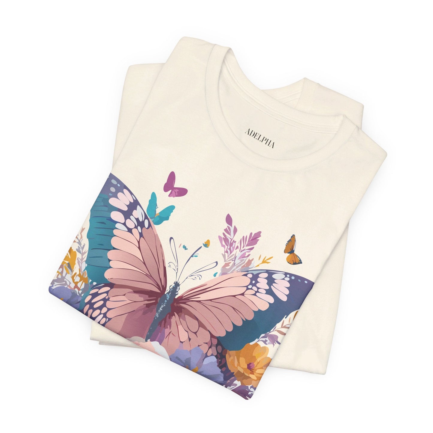 Butterfly Graphic Unisex 100 Cotton Lightweight Vintage Floral Design Jersey Tee 44
