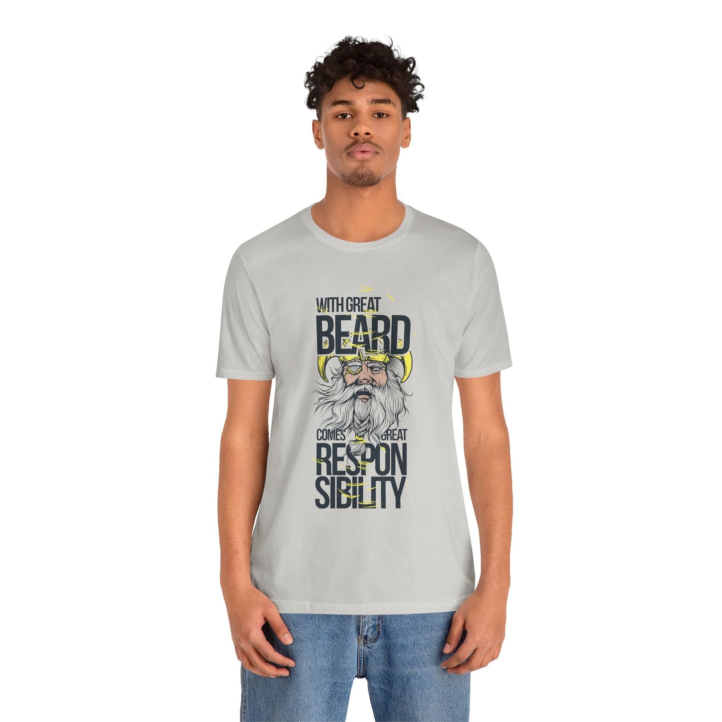 With Great Beard Comes Great Responsibility Tee Viking Beard Graphic Shirt A-2