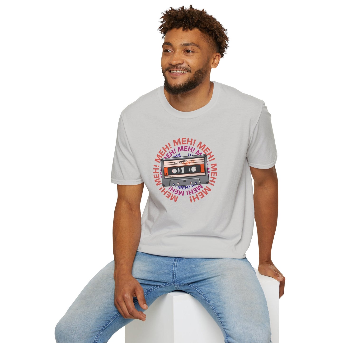 Cassette Tape Meh Graphic T-Shirt Unisex Cotton Retro Funny Music Tee