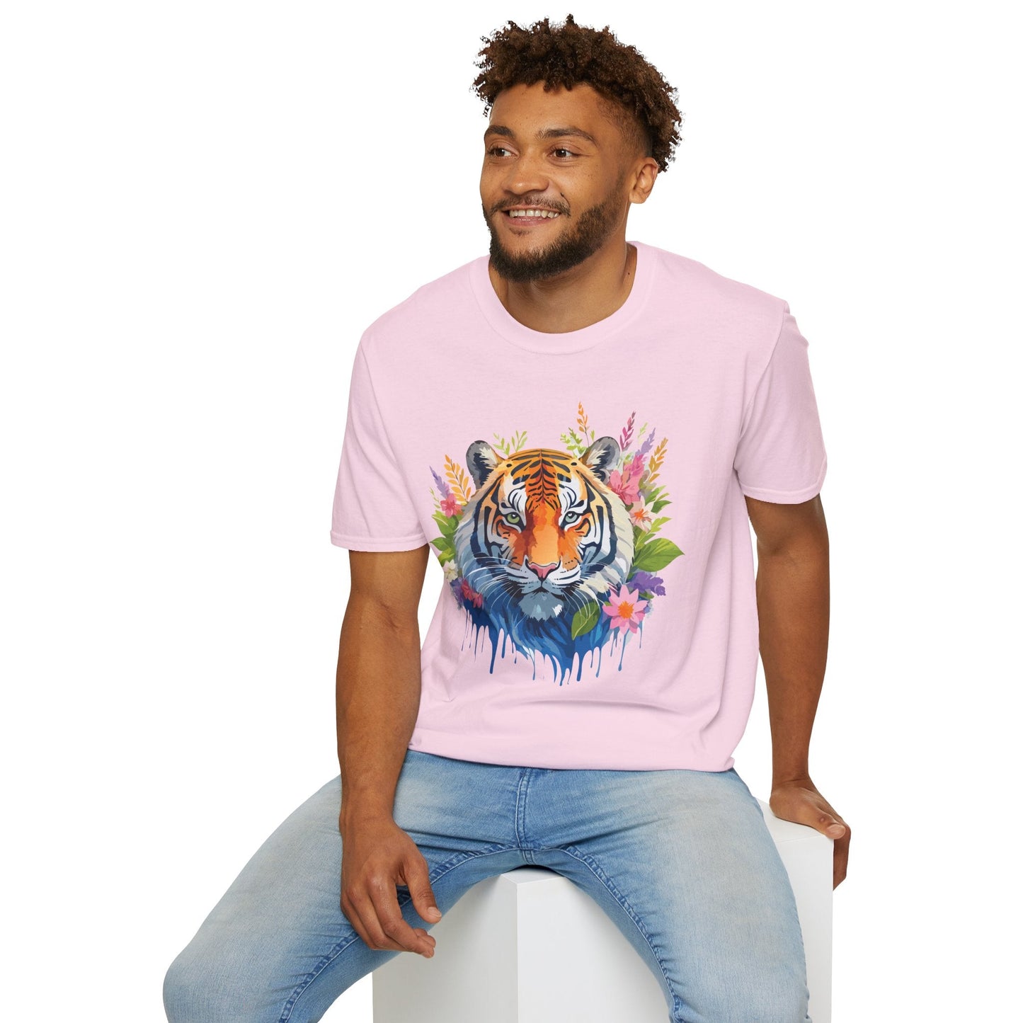 Tiger Print Unisex Gildan Softstyle Tee 64000 100 Percent Ring Spun Cotton