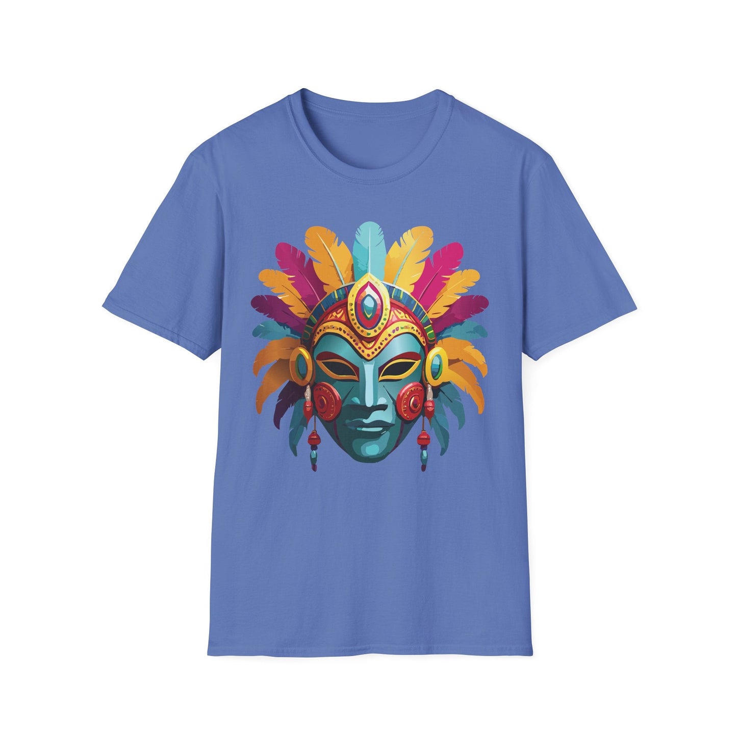 Mask Tee Shirt Unisex Short Sleeve Graphic Tee Masquerade Design 100 Percent Ring Spun Cotton
