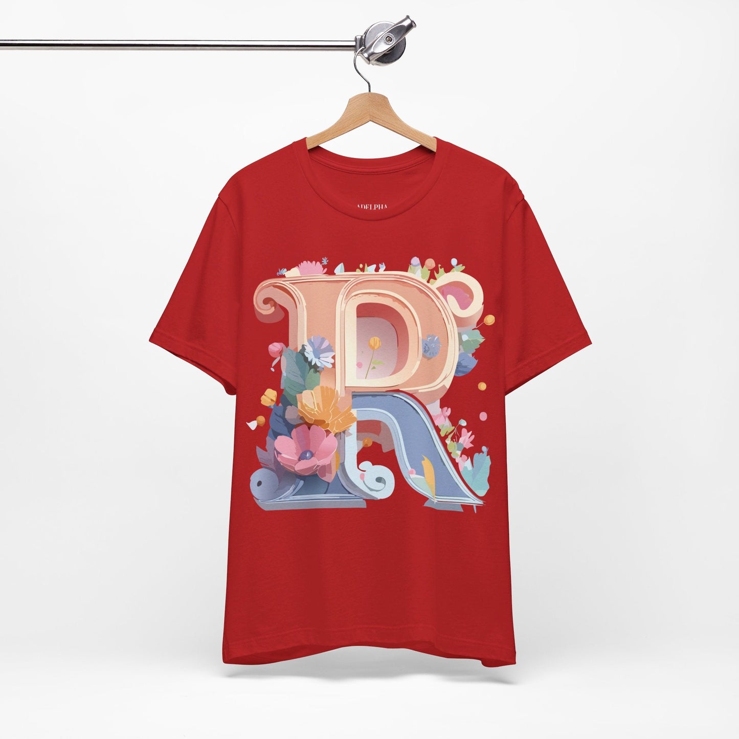 Letter R Shirt Unisex Graphic Tee Premium Cotton Vintage Inspired Art By Adelpha Short Sleeve