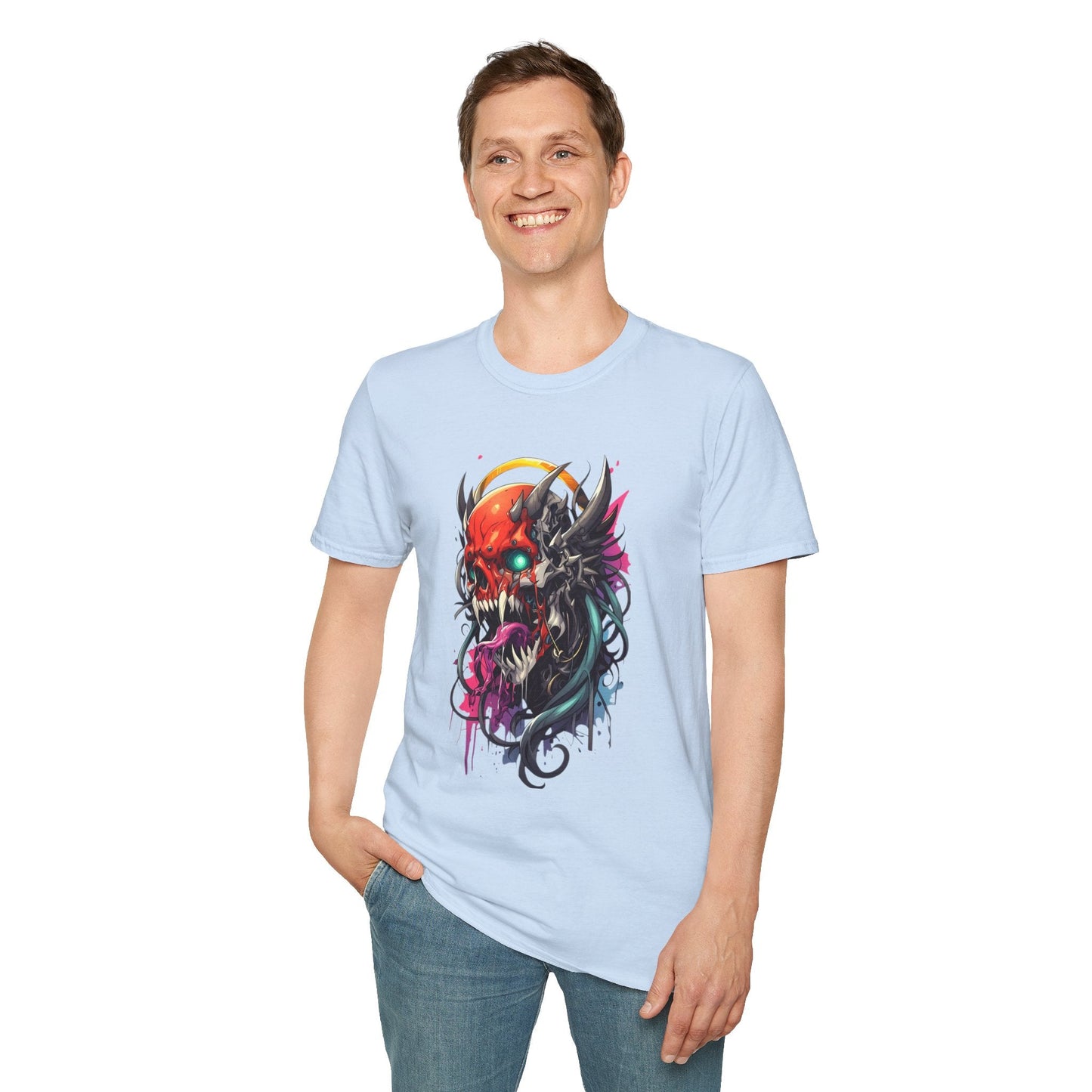 Skull Tee Shirt Unisex Skeleton Art Design Gildan Softstyle 64000 100 Percent Ring Spun Cotton