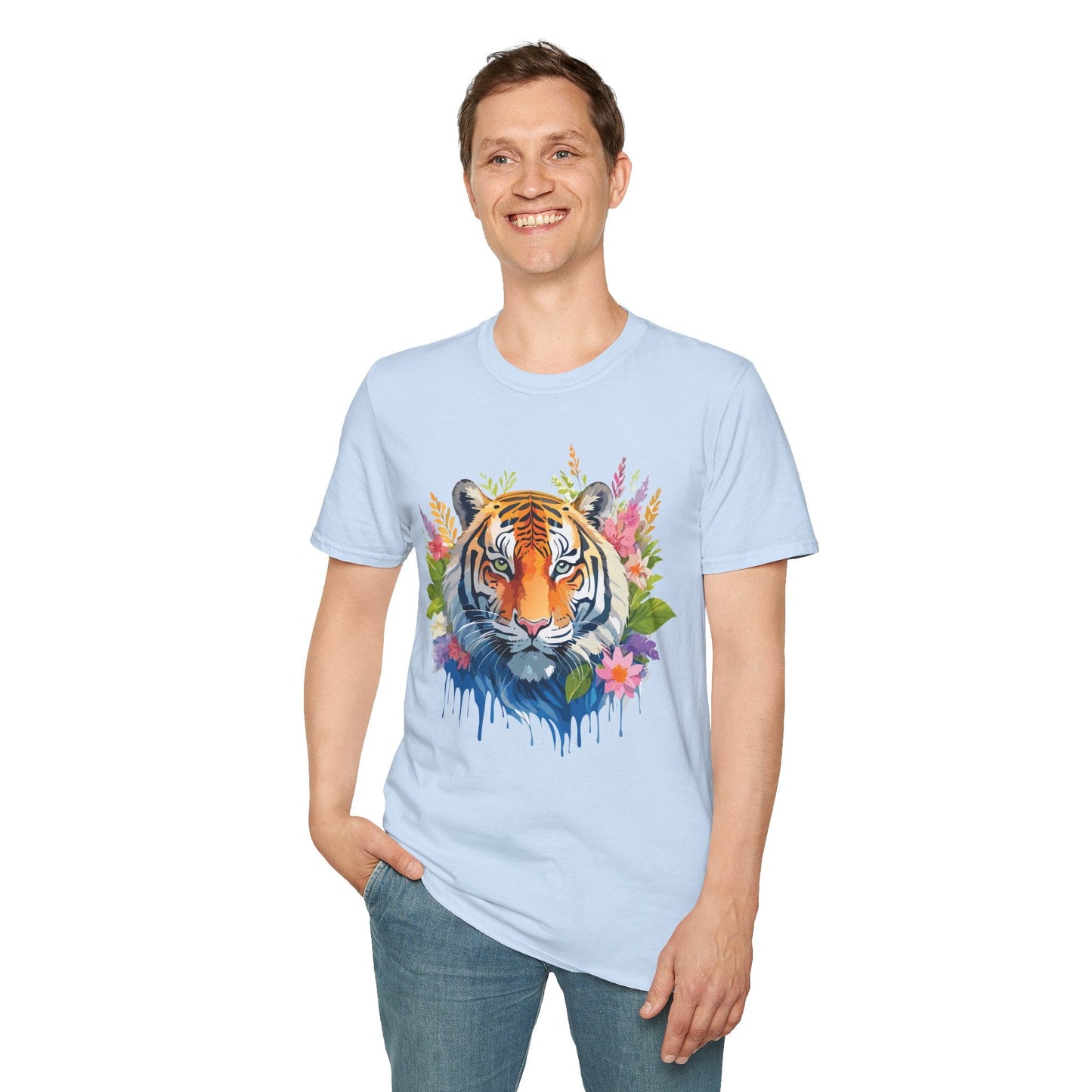 Tiger Print Unisex Gildan Softstyle Tee 64000 100 Percent Ring Spun Cotton
