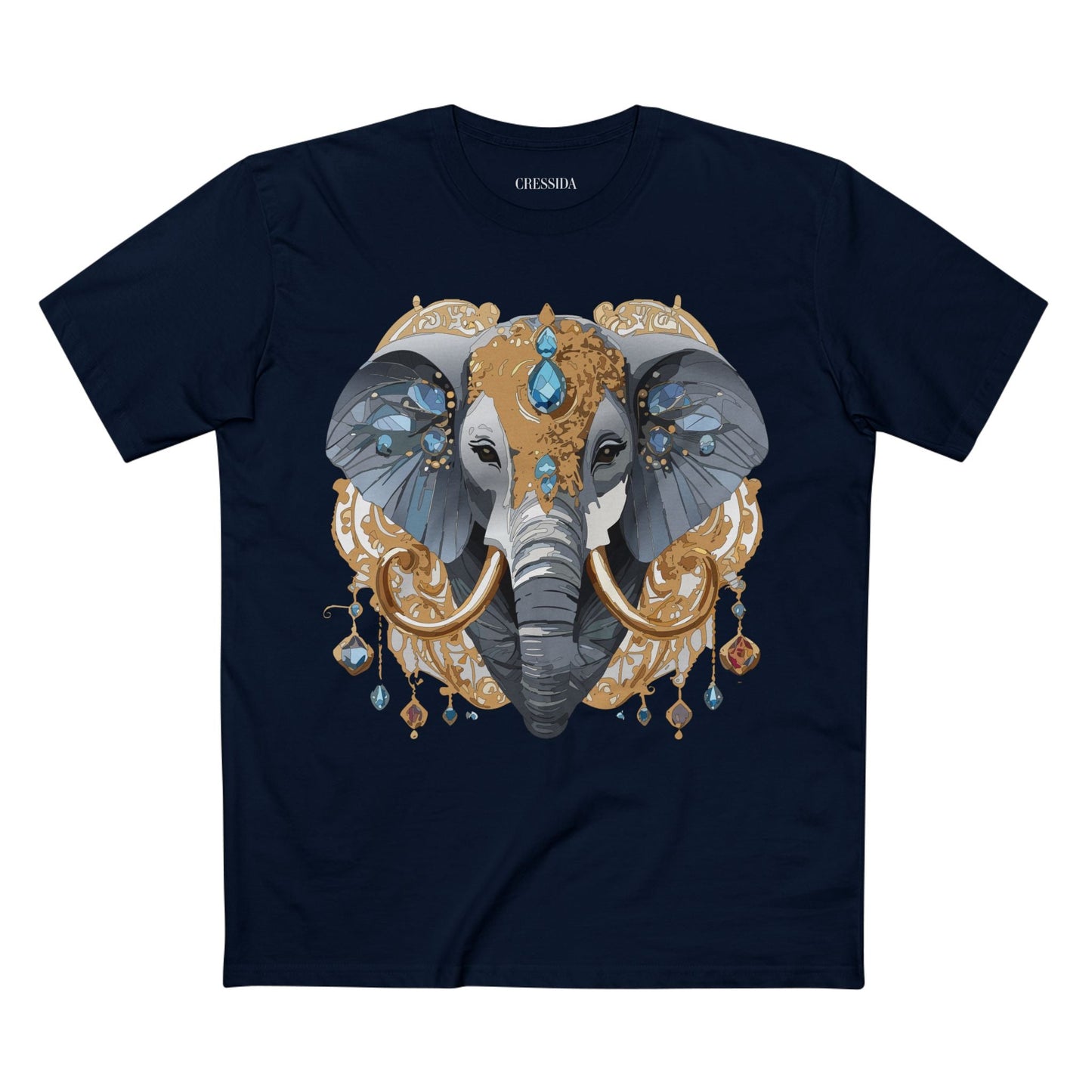 Elephant Graphic Unisex 100 Cotton Tee With Unique Animal Golden Medallion Art Design 39