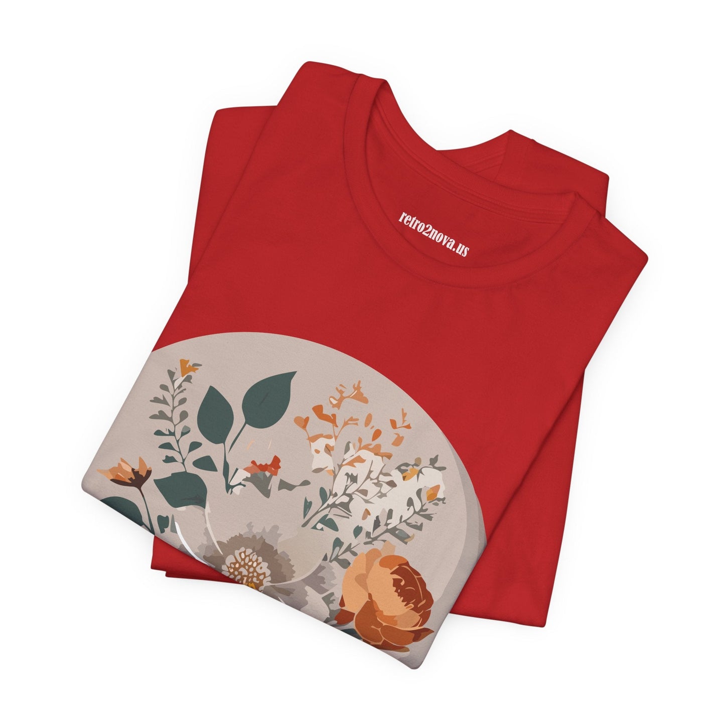 Retro2Nova Floral Shirt Unisex Short Sleeve Tee Lightweight Breathable Cotton Blend Jersey
