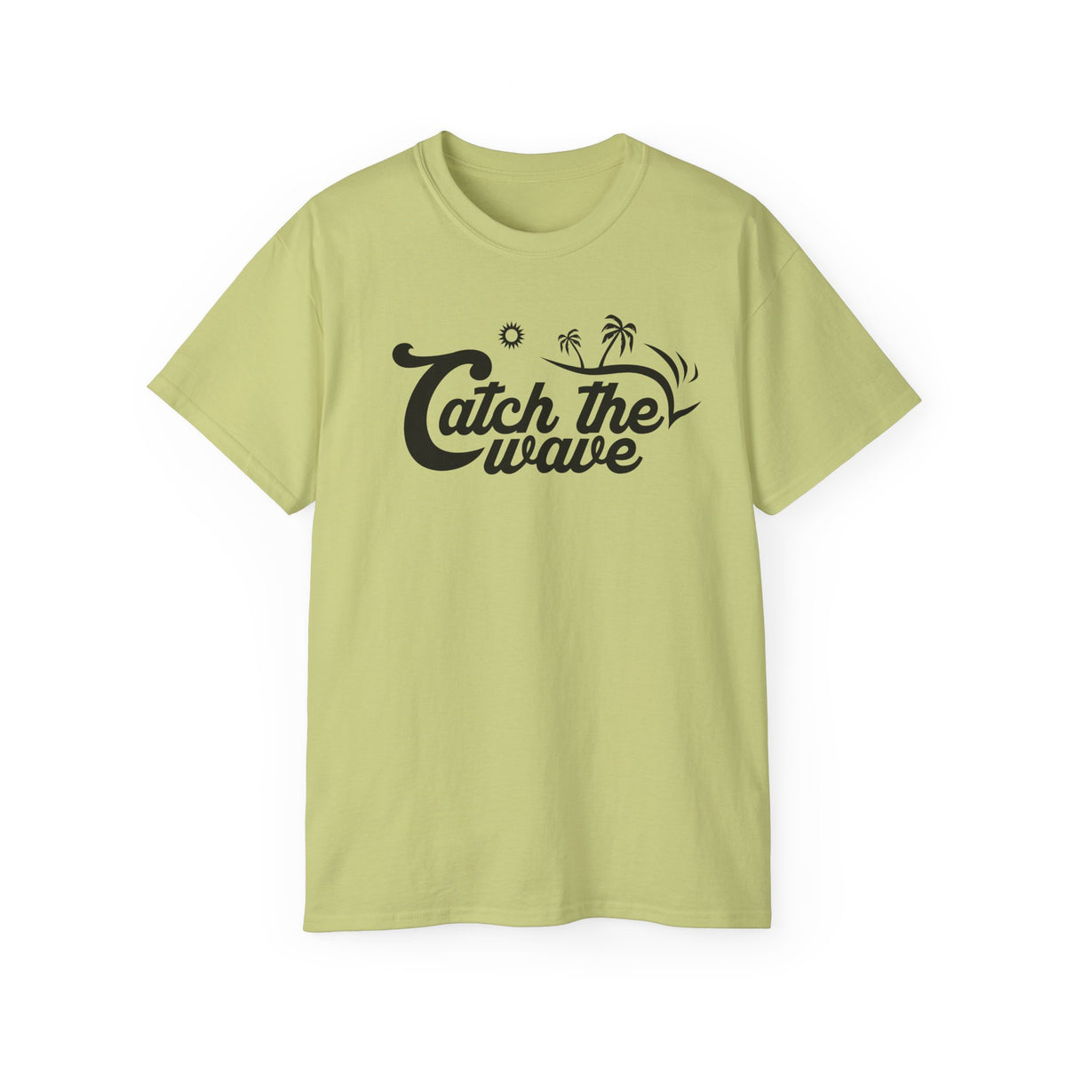 Catch the Wave Tee | Surf Script Typography, Palm Trees, Beach Vibes