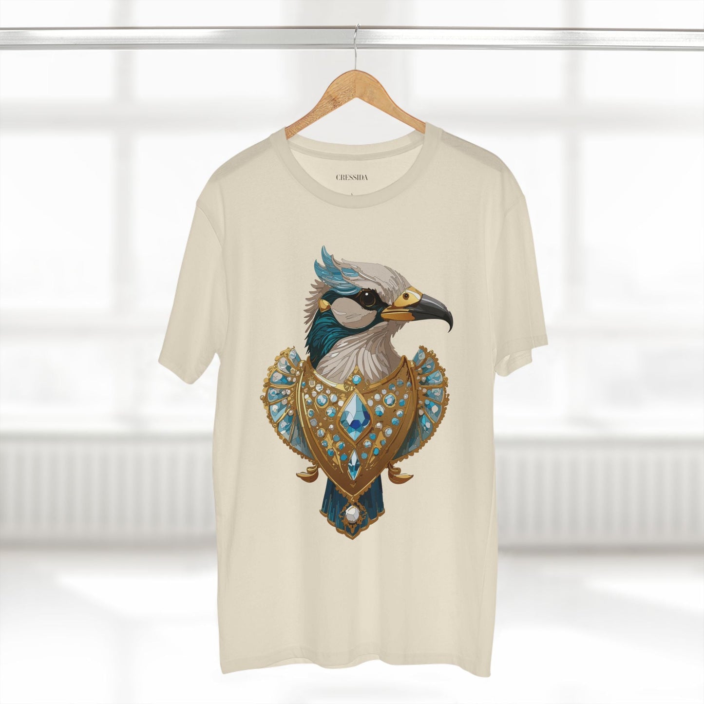 Bird Graphic Unisex 100 Cotton Tee With Unique Animal Golden Medallion Art Design 17